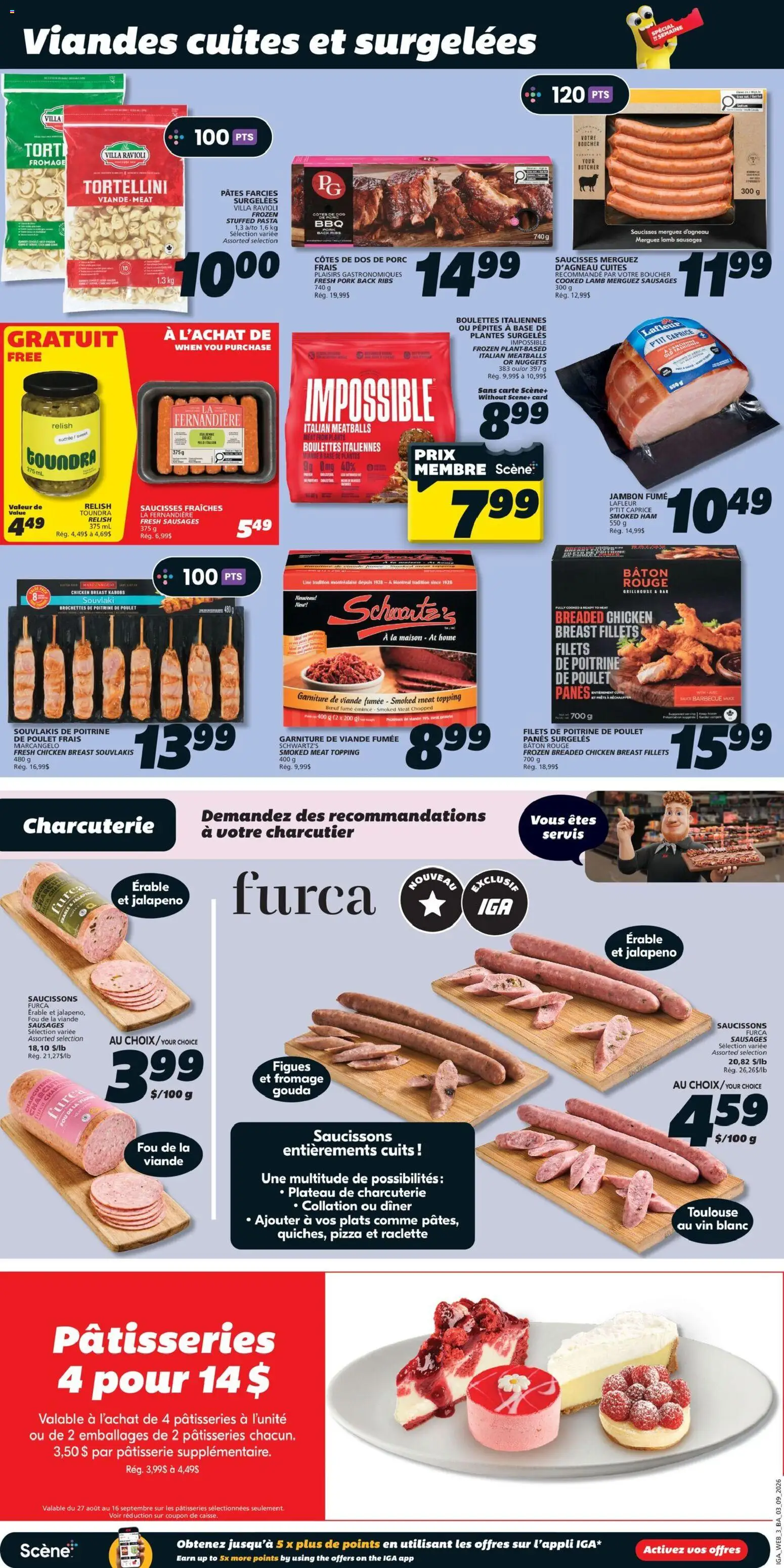 IGA flyer valid from Sep 3, 2026 | Page: 9 | Products: Pasta, Meat, Smoked meat, Ham