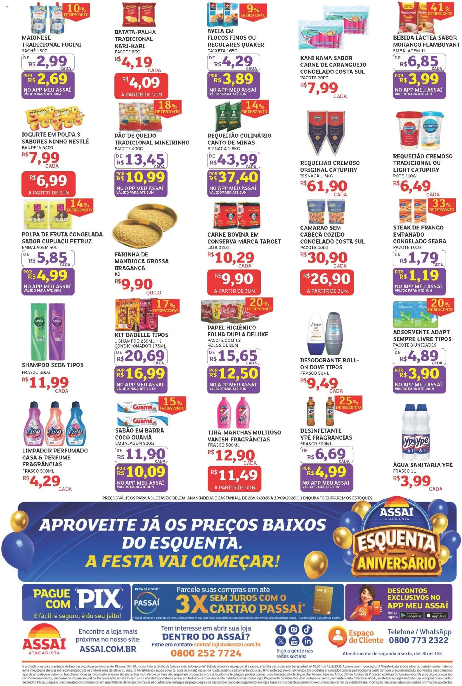 Assaí Atacadista Folheto - válido de 28/09/2026 | Página: 2 | Produtos: Shampoo, Carne bovina, Camarão, Bebida