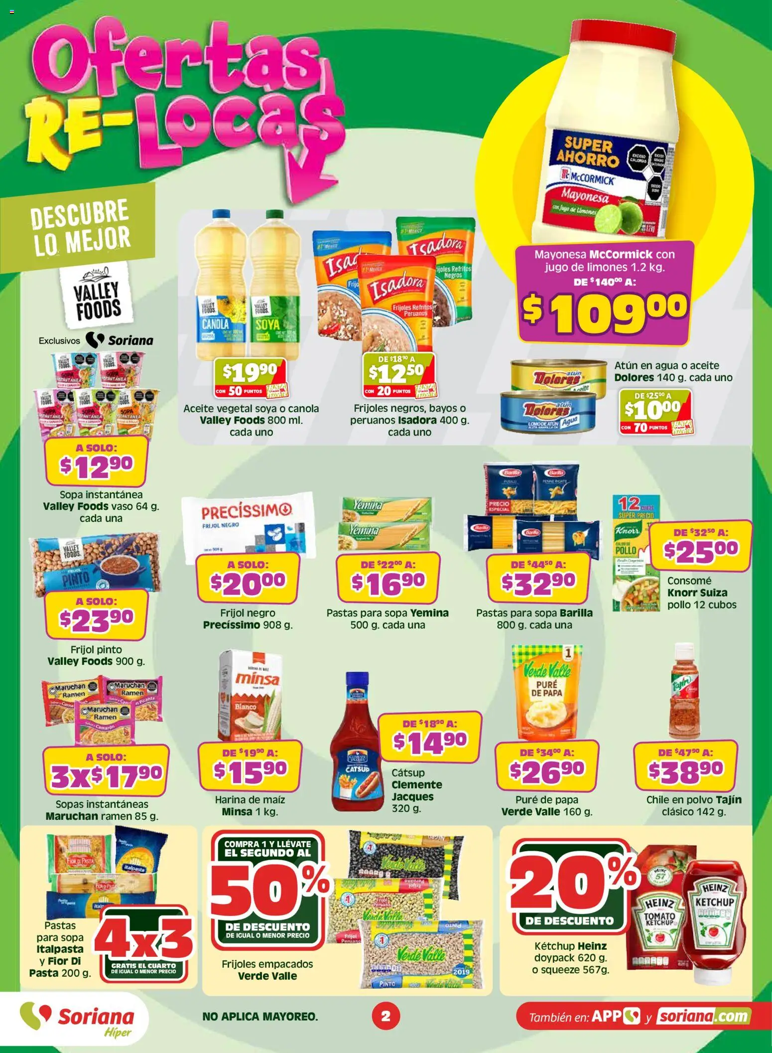 Nuevas ofertas de Soriana válidas en toda la República Mexicana desde el 14.05.2026. ¡Encuentra las mejores ofertas en Soriana Ofertas Re Locas Híper Nacional! | Página: 2 | Productos: Maíz, Papa, Aceite, Catsup