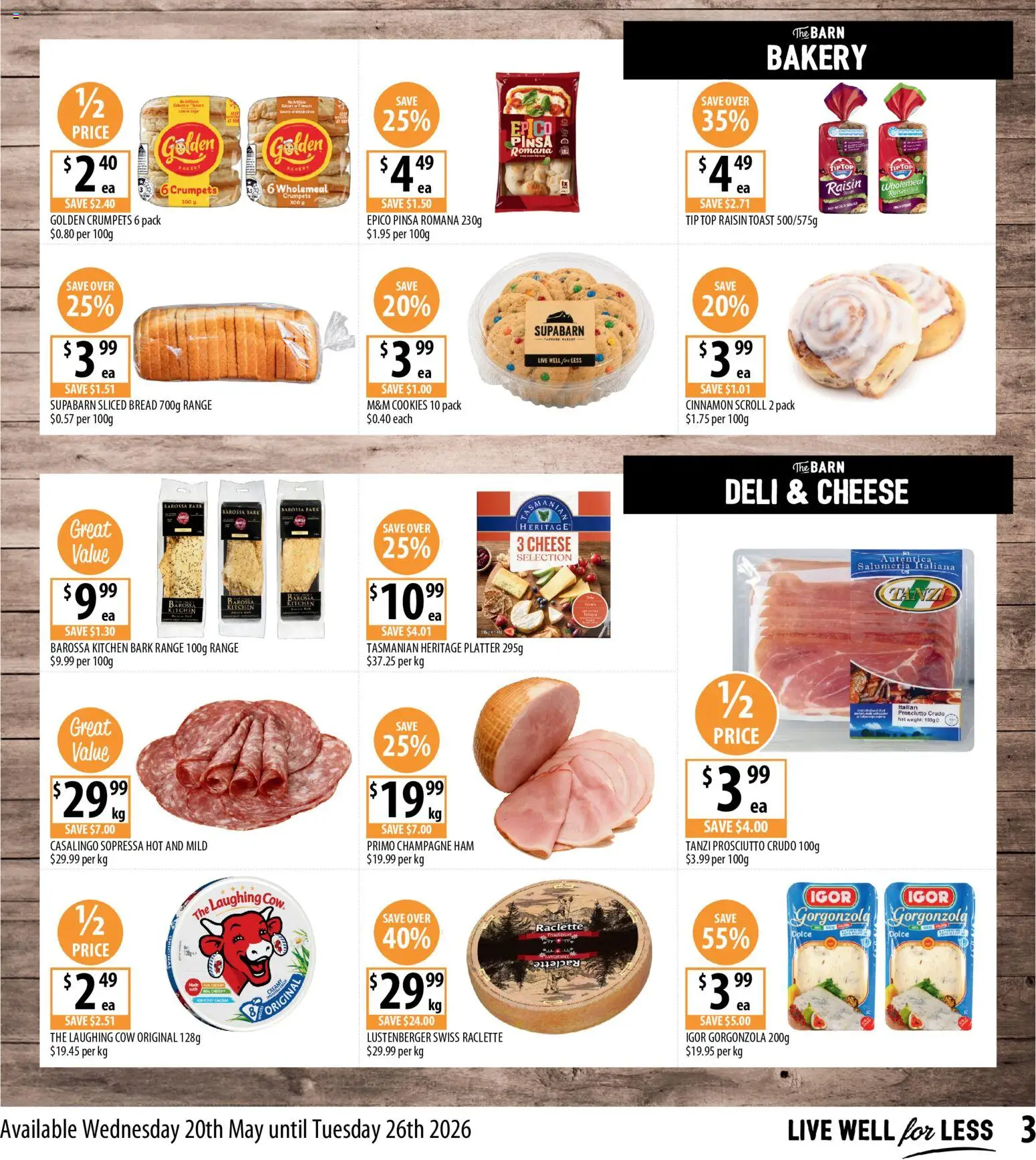 Supabarn catalogue - valid from 20.05.2026 | Page: 3 | Products: Cheese, Bread, Ham, Bakery