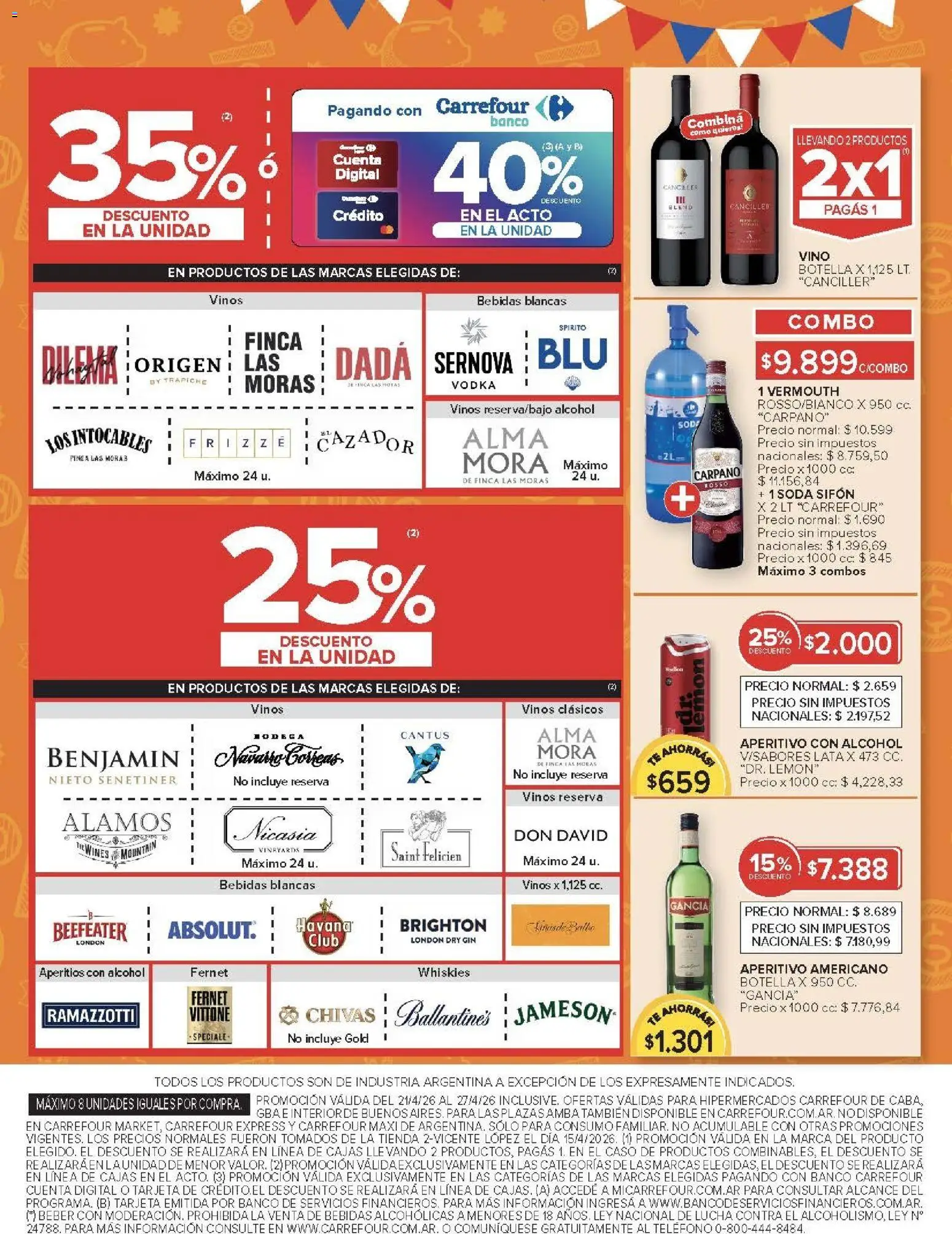 Carrefour ofertas │ válido desde el 21.04.2026 | Página: 13 | Productos: Teléfono, Gin, Fernet, Té