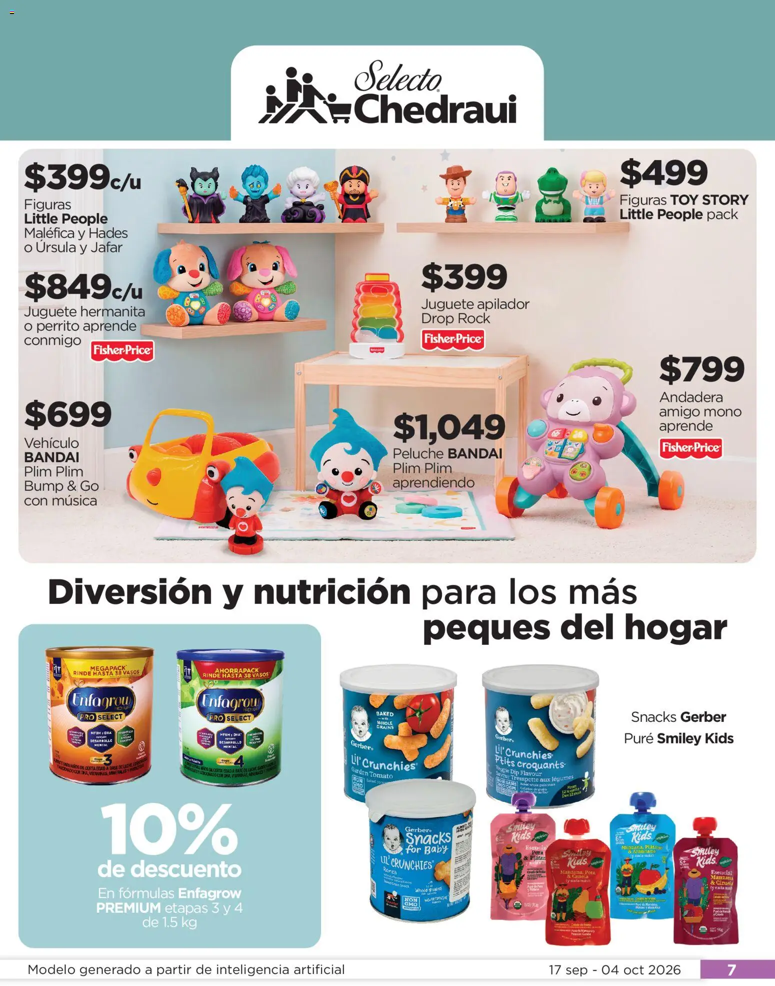 Nuevas ofertas de Chedraui válidas en toda la República Mexicana desde el 17/09/2026. ¡Encuentra las mejores ofertas en Chedraui folleto Llevarte más cuesta menos! | Página: 7 | Productos: Snacks, Moño, Puré, Vasos