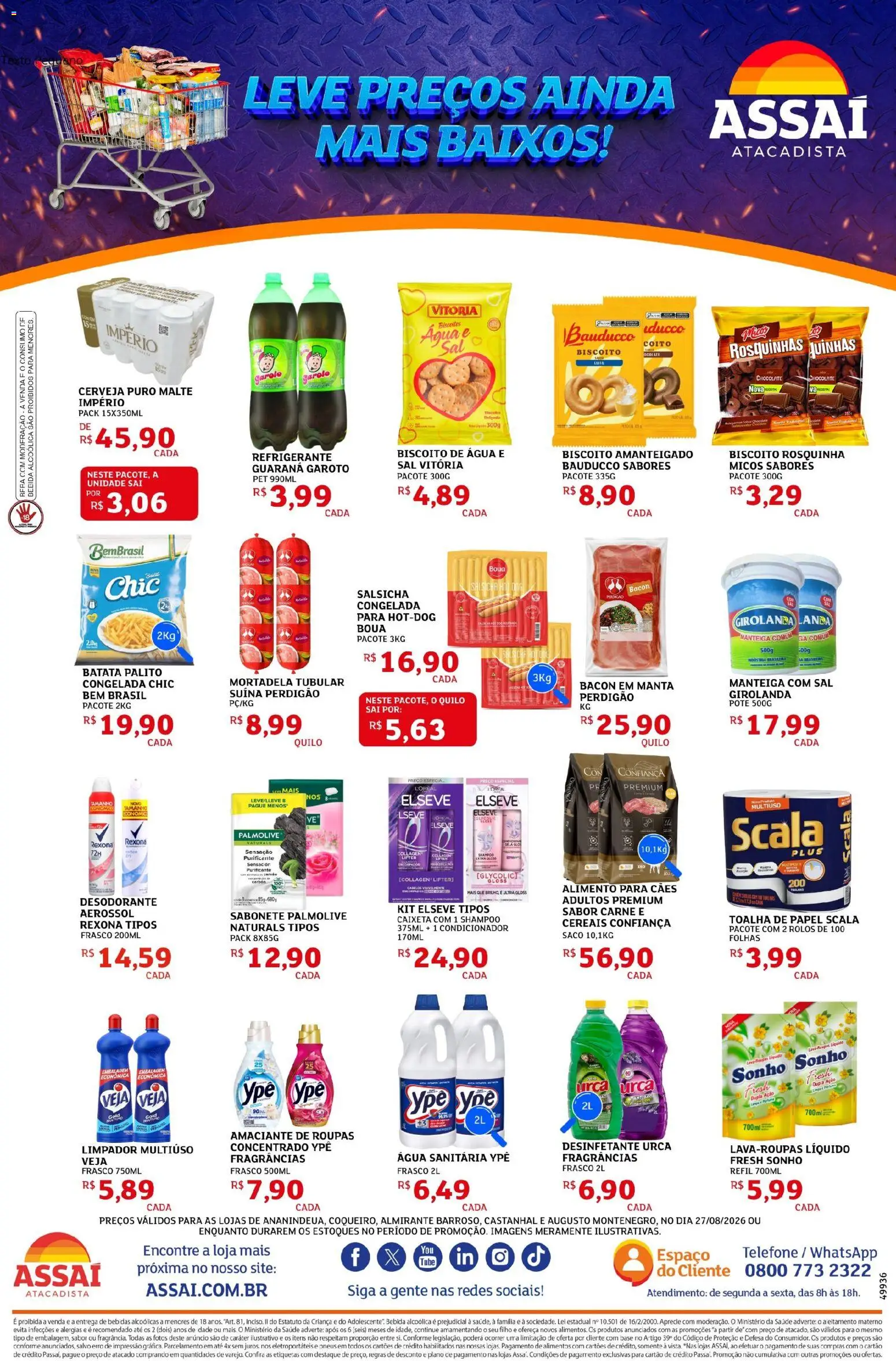 Assaí Atacadista Folheto - válido de 27/08/2026 | Página: 2 | Produtos: Condicionador, Sonho, Alimentos, Bacon