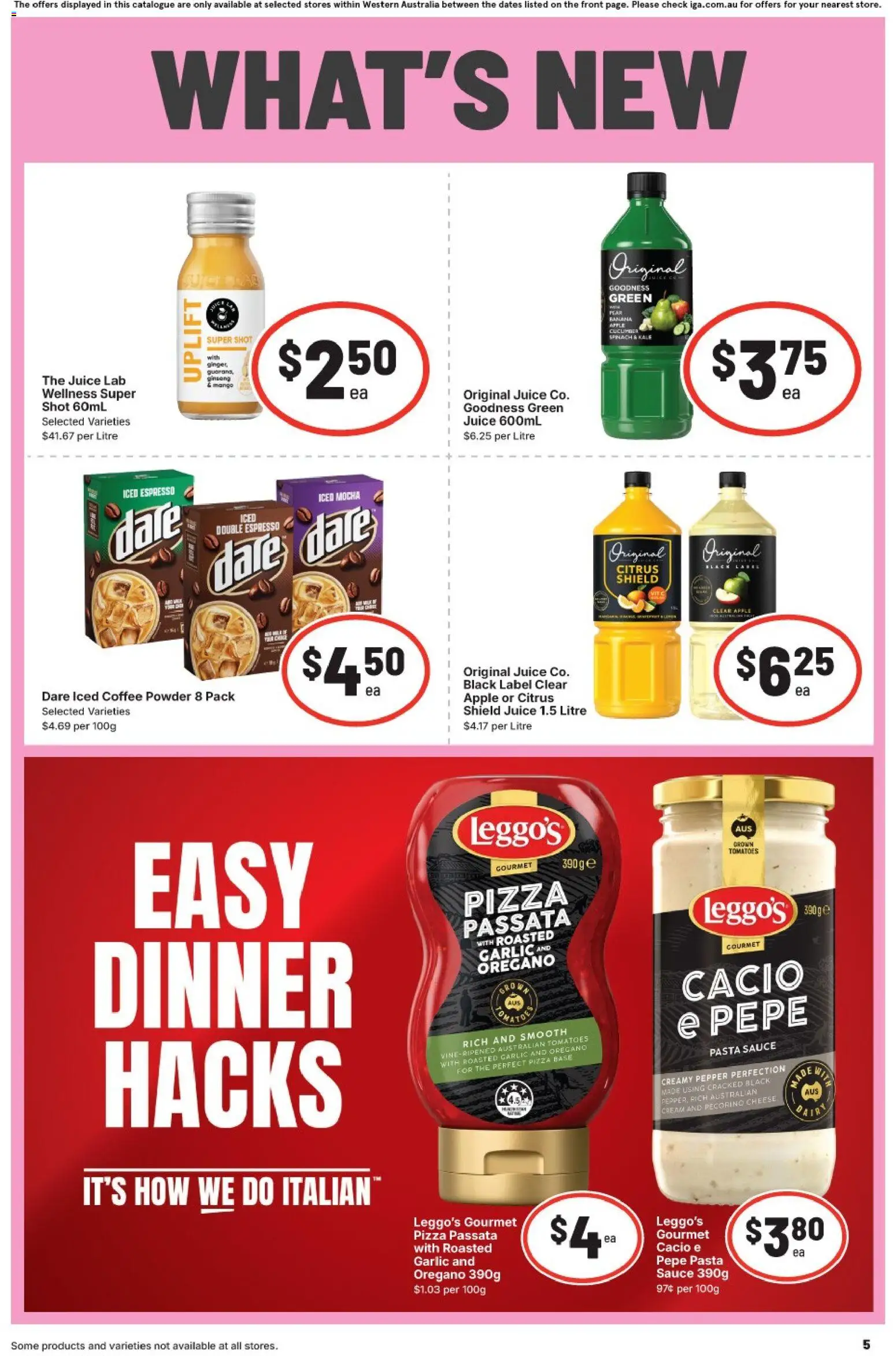 IGA catalogue - valid from 27.05.2026 | Page: 5 | Products: Pizza, Juice, Spinach, Pepper