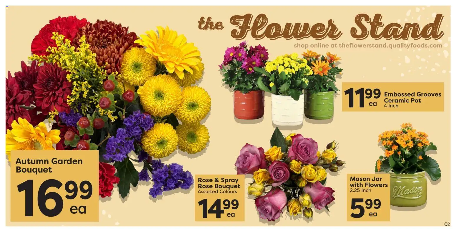 Quality Foods flyer valid from Oct 1, 2026 | Page: 4 | Products: Flower stand, Flowers