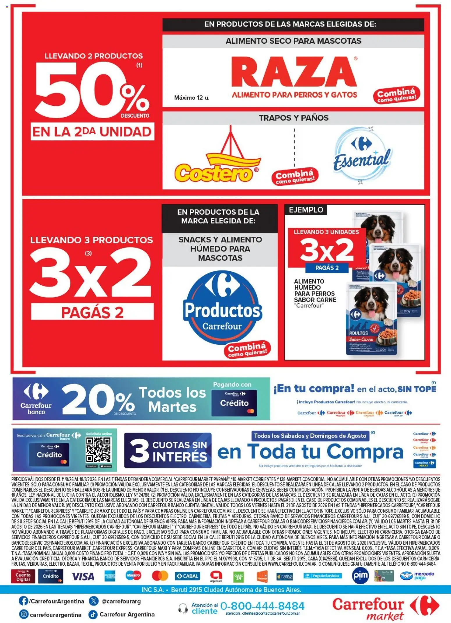 Carrefour Market Paraná Concordia │ válido desde el 11/08/2026 | Página: 6 | Productos: Sobre, Bebidas, Alimento para perros, Snacks