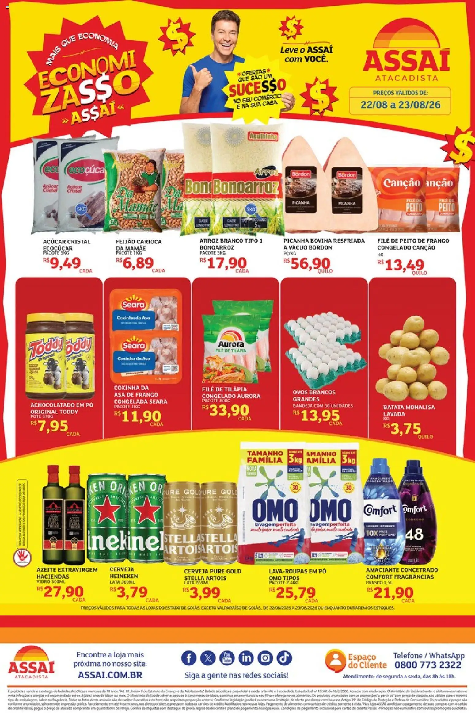 Assaí Atacadista Folheto - válido de 22/08/2026 | Página: 1 | Produtos: Feijão, Bebidas, Base, Bandeja