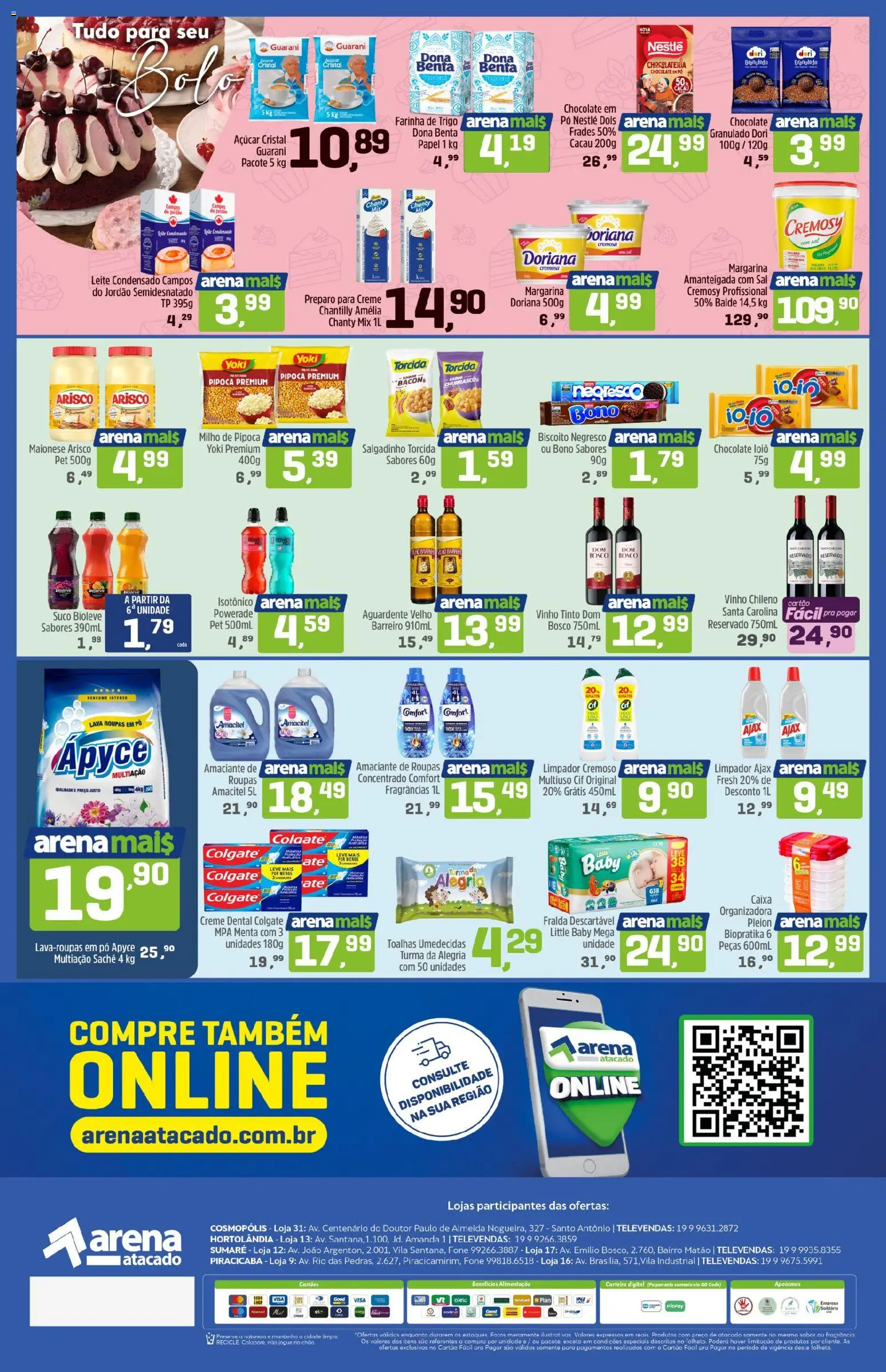 Arena Atacado Folheto - válido de 10/08/2026 | Página: 2 | Produtos: Farinha de trigo, Doriana, Vinho, Margarina