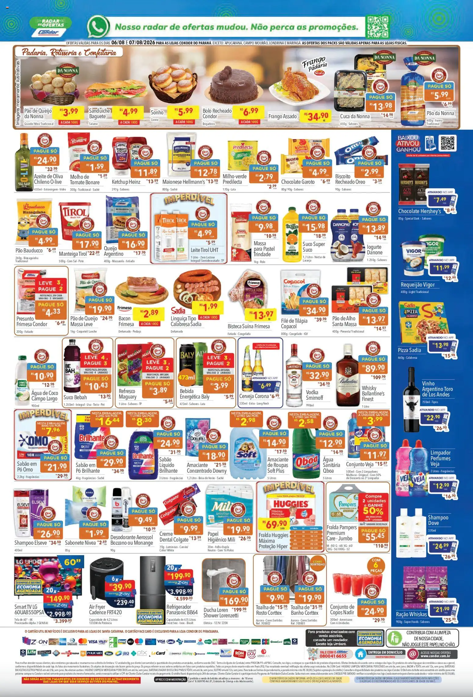 Supermercados Condor Folheto - válido de 06/08/2026 | Página: 2 | Produtos: Coco, Air fryer, Pao de alho, Pneus