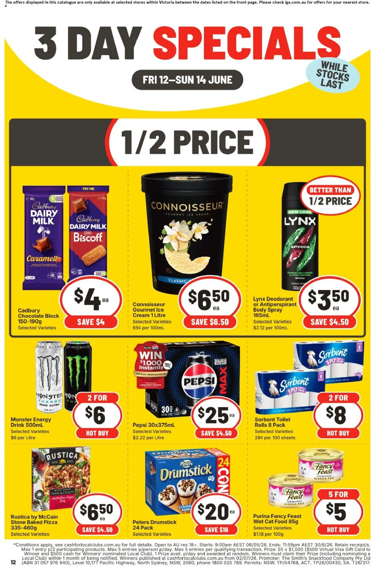 IGA catalogue - valid from 12.06.2026 | Page: 3 | Products: Dairy, Chocolate, Pizza, Pepsi