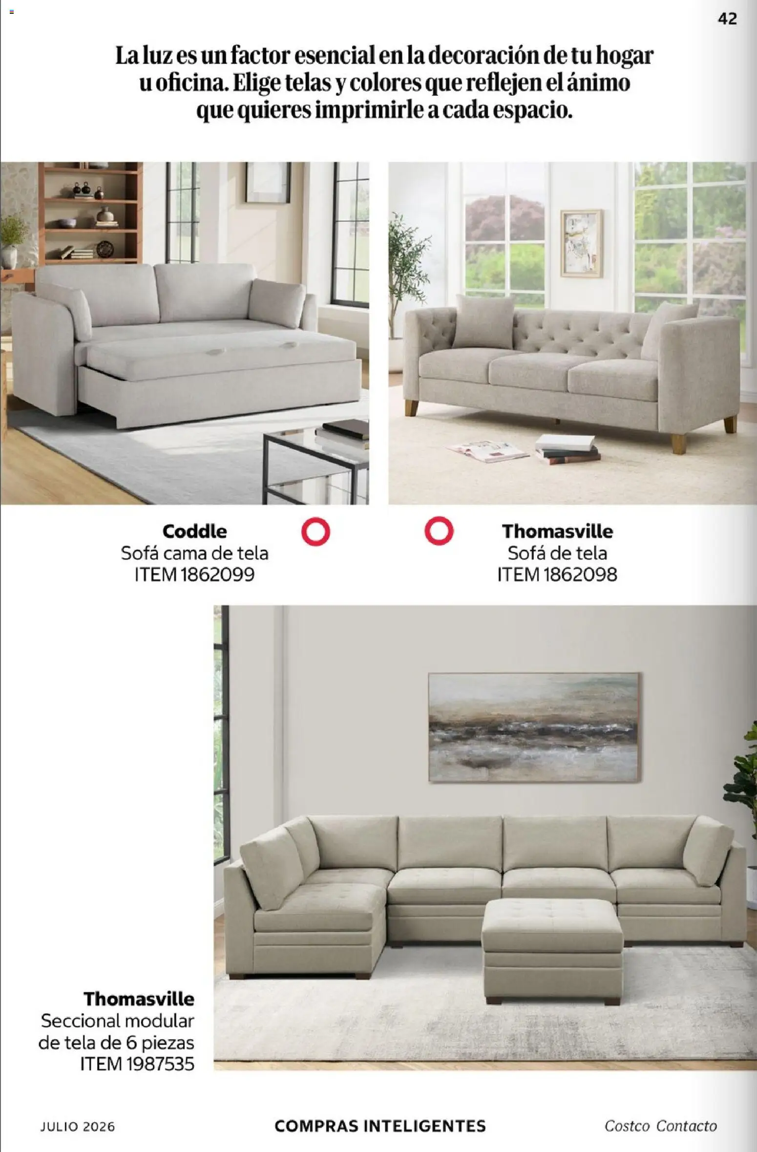 Nuevas ofertas de Costco válidas en toda la República Mexicana desde el 01/07/2026. ¡Encuentra las mejores ofertas en Costco Revista Julio 2026! | Página: 42 | Productos: Sofá, Cama, Modular
