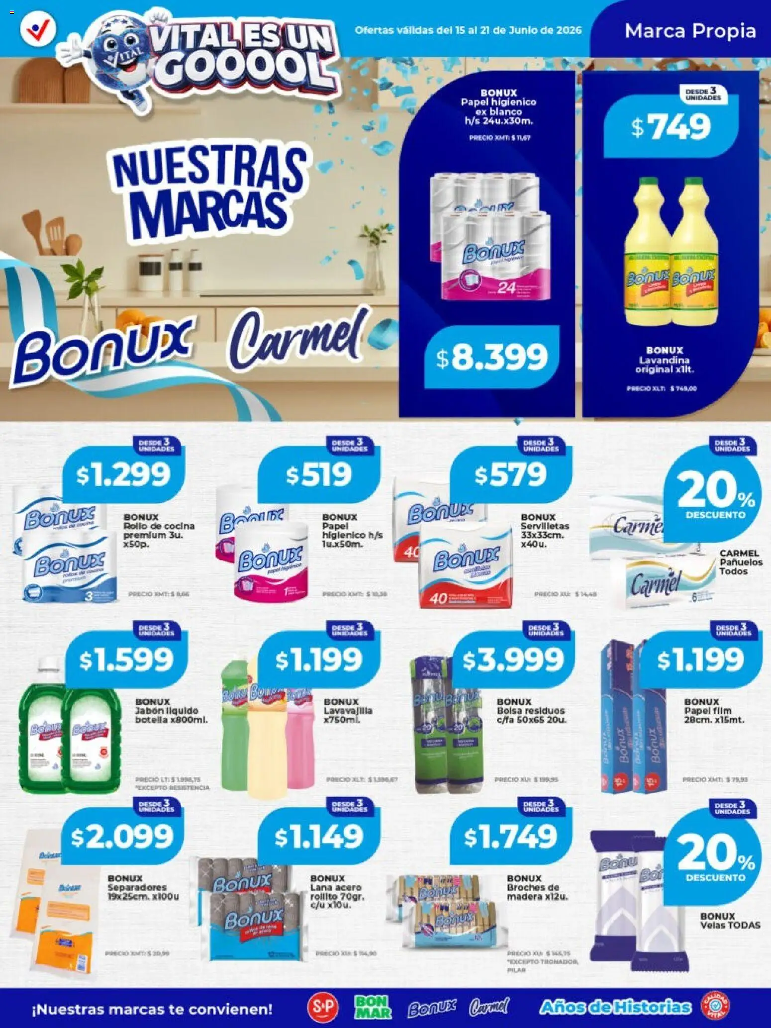 Vital - Especial nuestras marcas │ válido desde el 15.06.2026 | Página: 3 | Productos: Lavandina, Cocina, Jabón líquido, Té