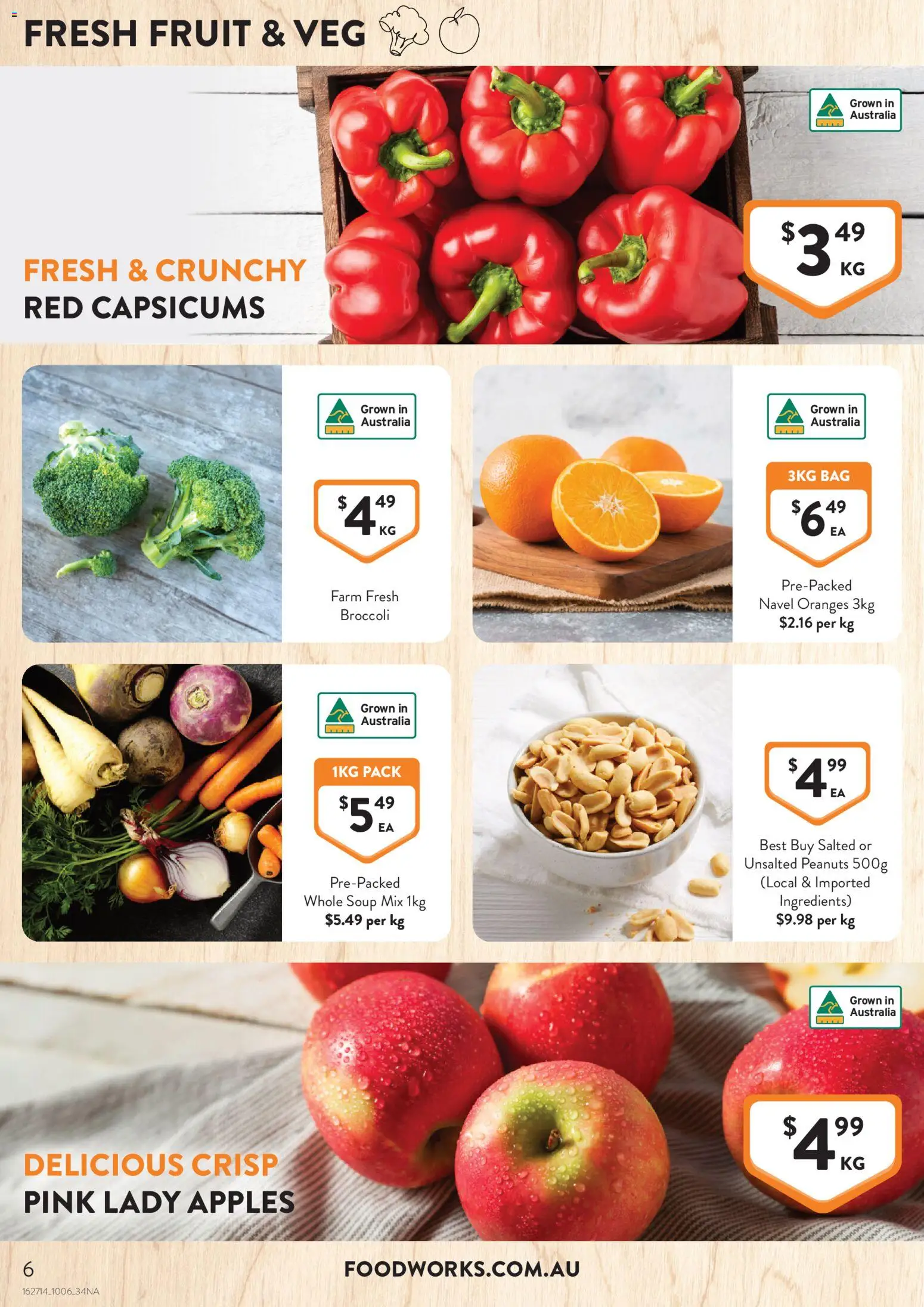 Foodworks catalogue - valid from 10.06.2026 | Page: 6 | Products: Apples, Peanuts, Soup, Bag