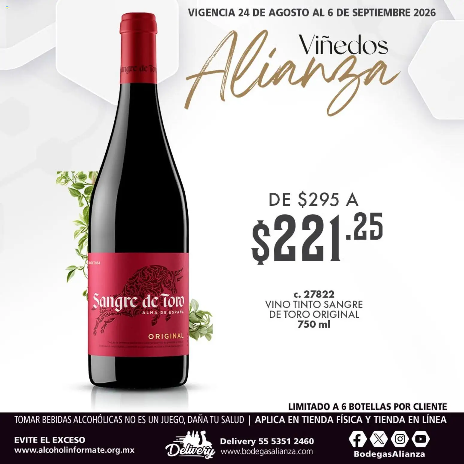 Nuevas ofertas de Bodegas Alianza válidas en toda la República Mexicana desde el 24/08/2026. ¡Encuentra las mejores ofertas en Bodegas Alianza catálogo Viñedos Alianza! | Página: 3 | Productos: Vino tinto, Bebidas, Vino