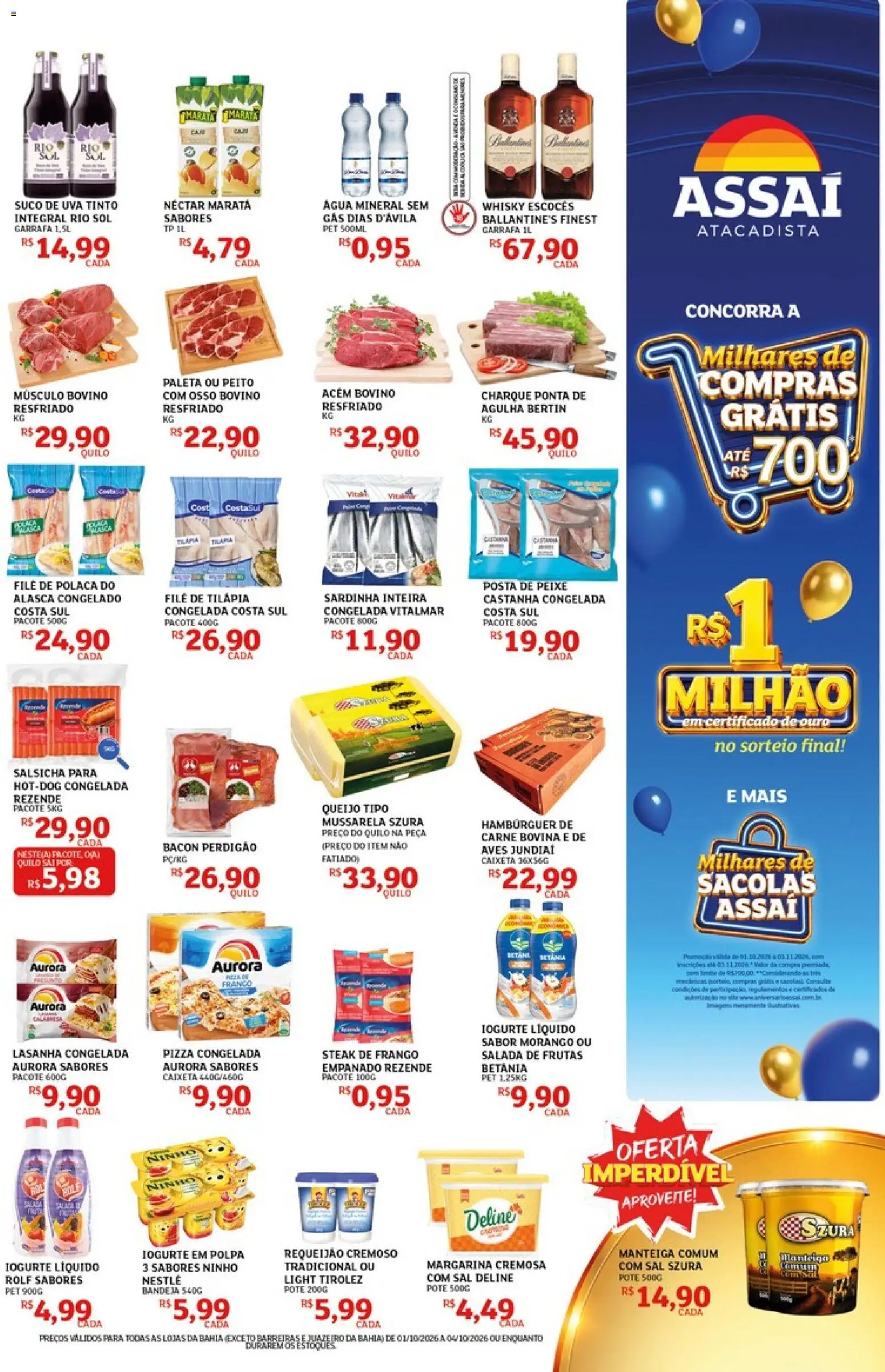 Assaí Atacadista Folheto - válido de 01/10/2026 | Página: 3 | Produtos: Acém, Queijo, Iogurte, Sal