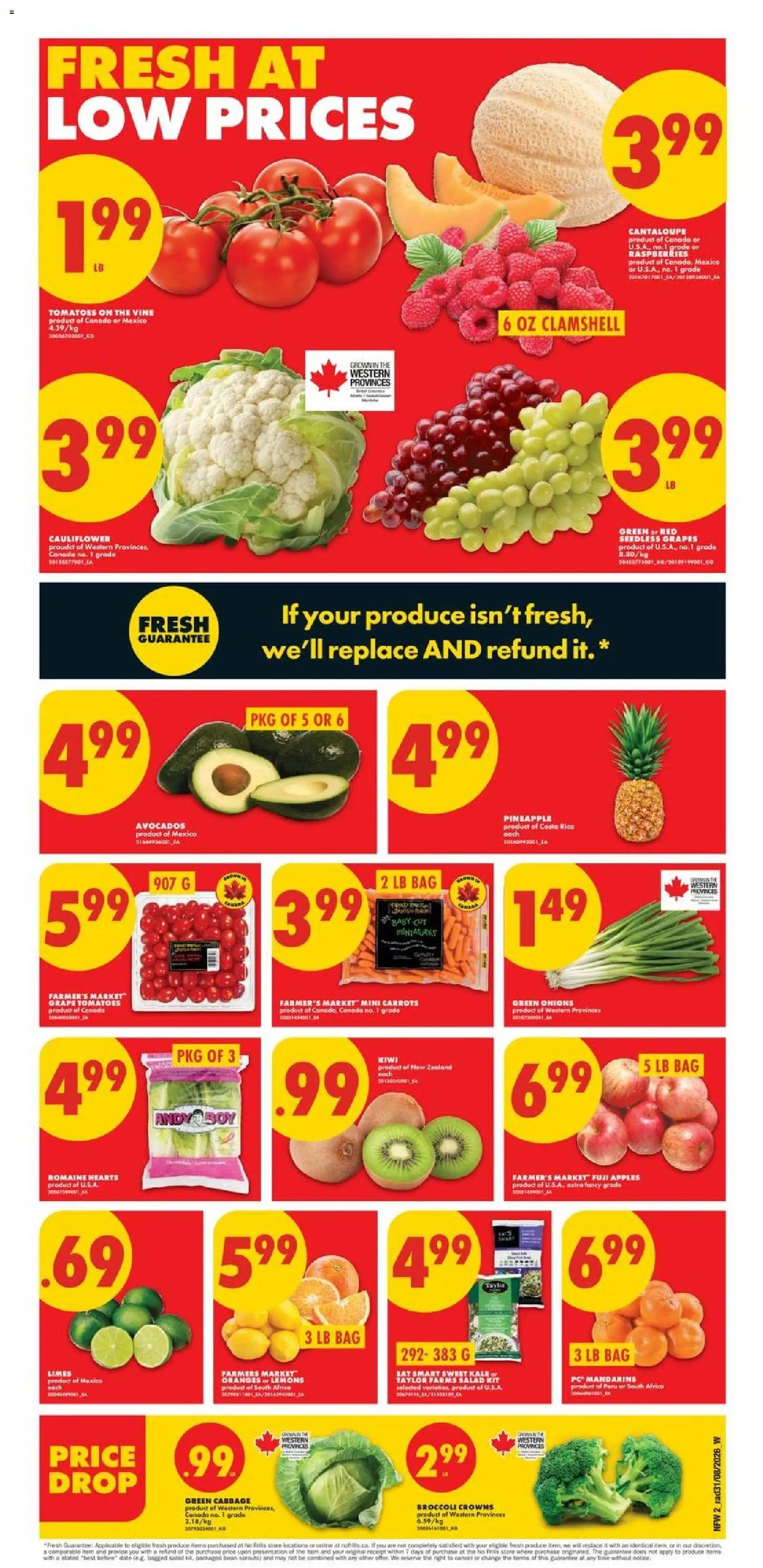 No Frills flyer valid from Sep 3, 2026 | Page: 2 | Products: Lemons, Kiwi, Bag, Tomatoes