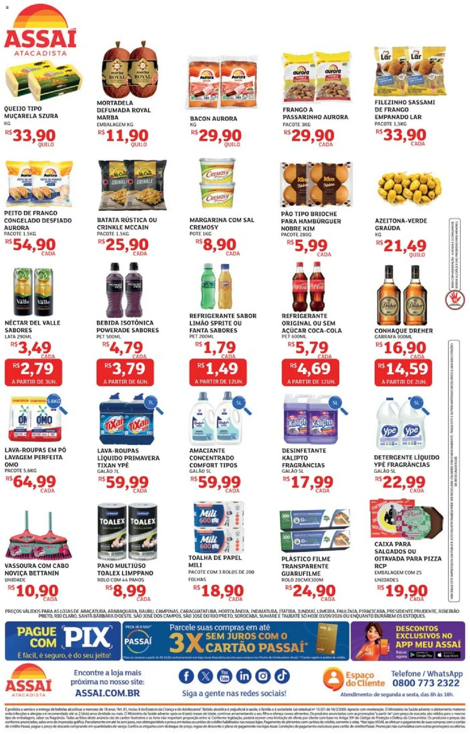 Assaí Atacadista Folheto - válido de 03/09/2026 | Página: 2 | Produtos: Brioche, Fanta, Detergente, Queijo