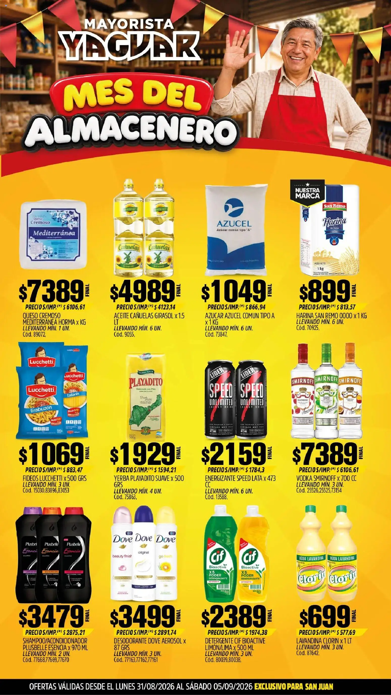 Yaguar - Oferta Semanal San Juan │ válido desde el 31/08/2026 | Página: 1 | Productos: Lavandina, Mate, Azucar, Yerba