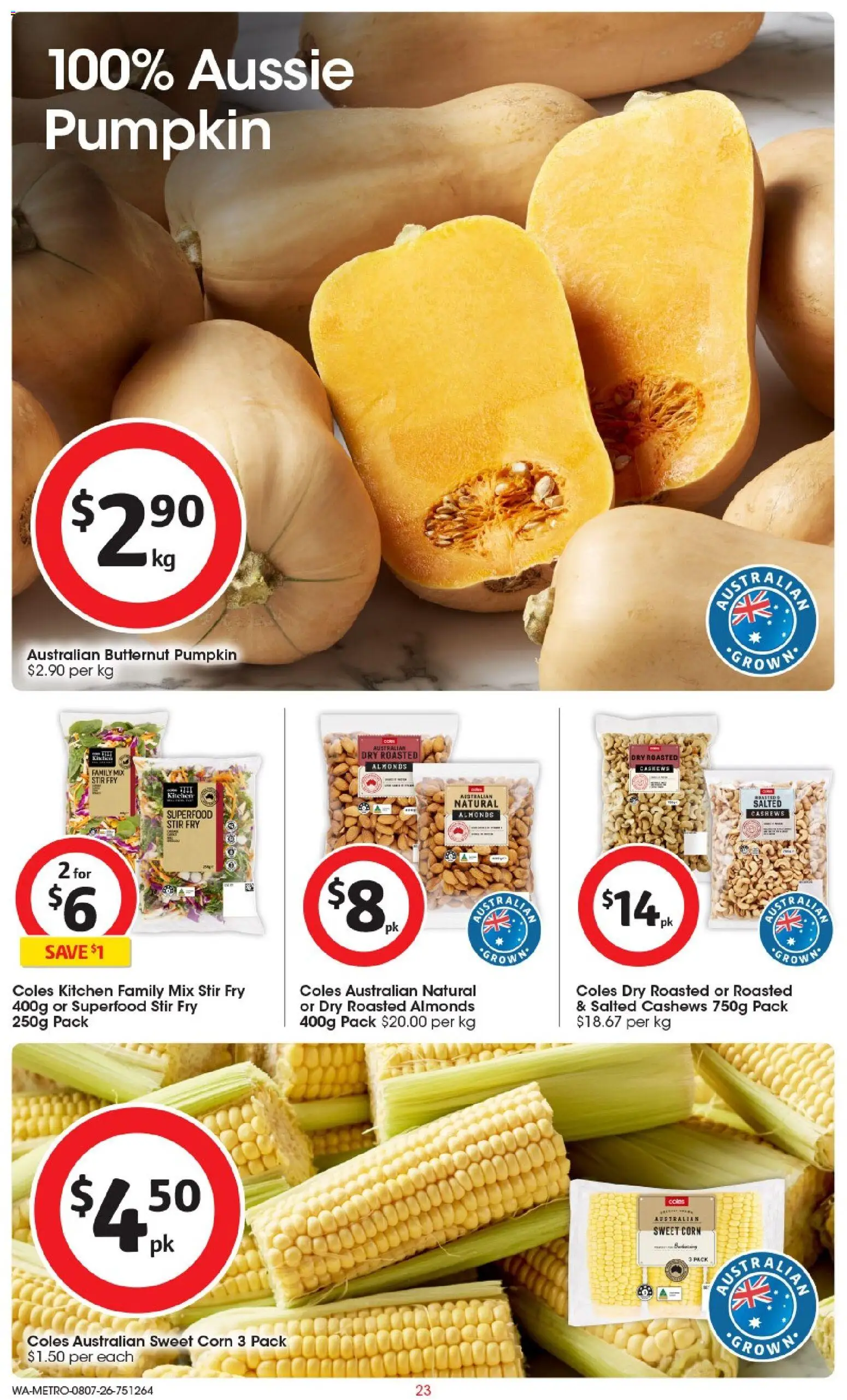 Coles catalogue - valid from 08/07/2026 | Page: 23 | Products: Almonds, Pumpkin