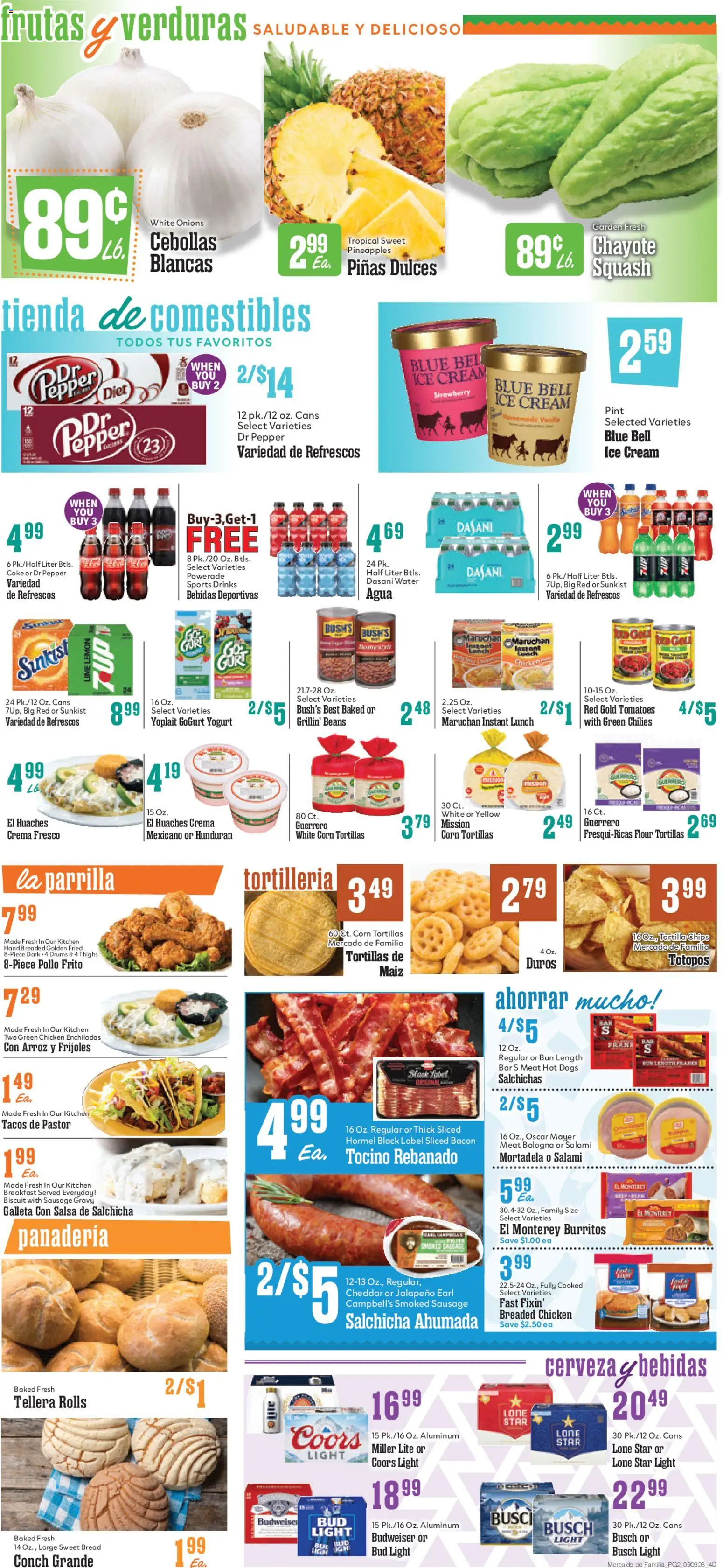 Market Basket Mercado de Familia Weekly Ad - valid from 09/09/2026 | Page: 2 | Products: Meat, Chips, Cream, Water