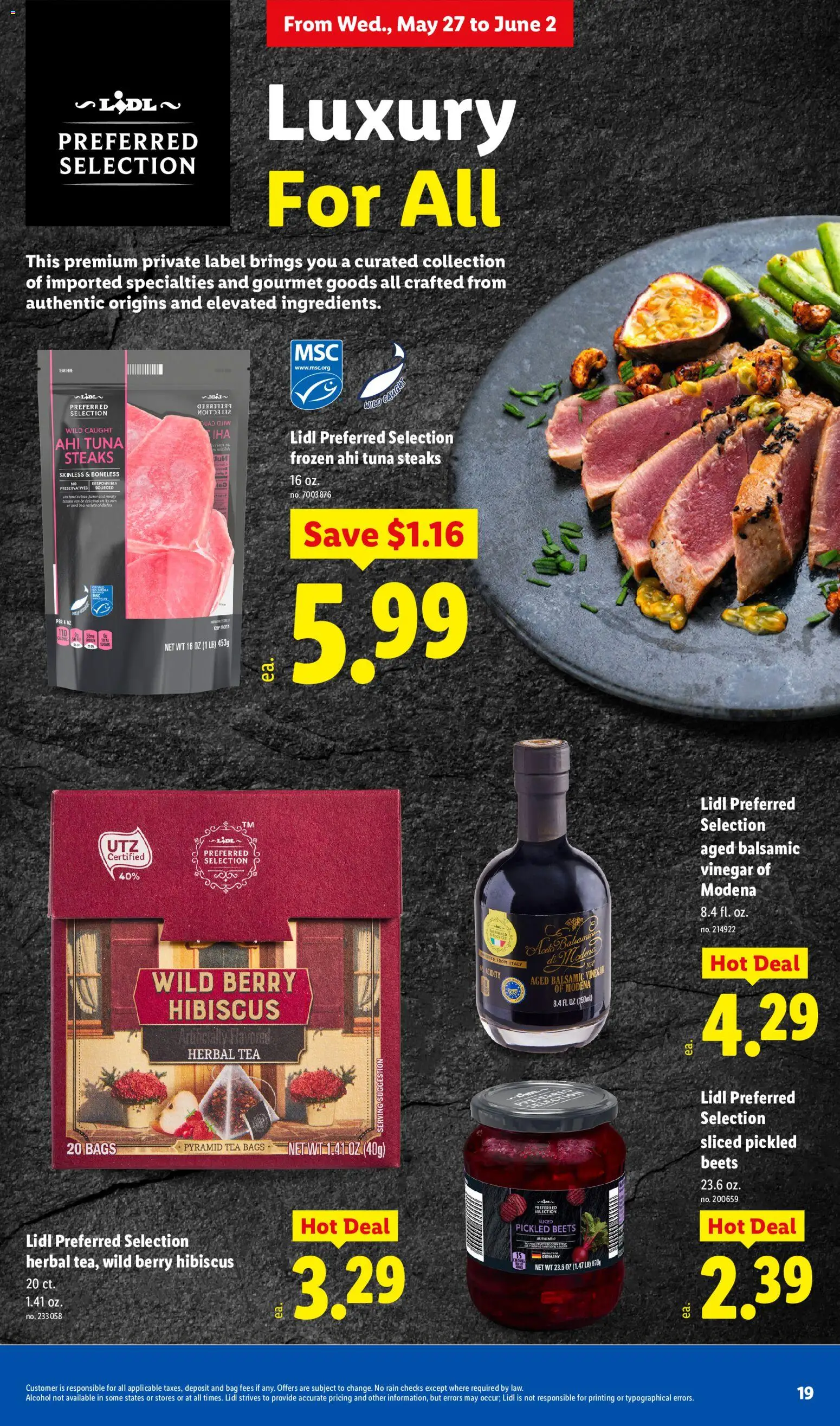 Lidl Weekly Ad - valid from 27.05.2026 | Page: 19 | Products: Vinegar, Tea, Bag