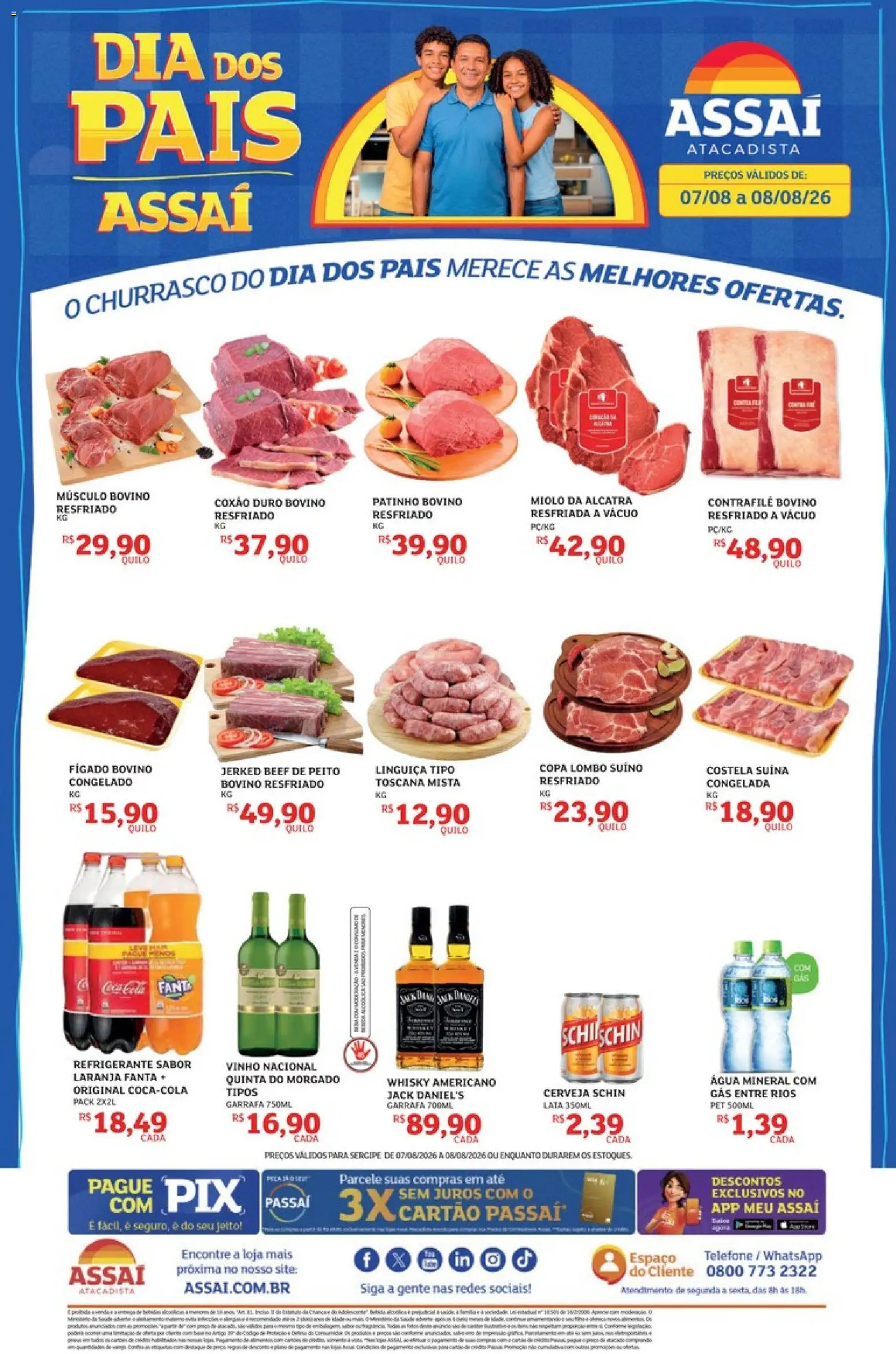 Assaí Atacadista Folheto - válido de 07/08/2026 | Página: 1 | Produtos: Fanta, Alcatra, Cerveja, Água