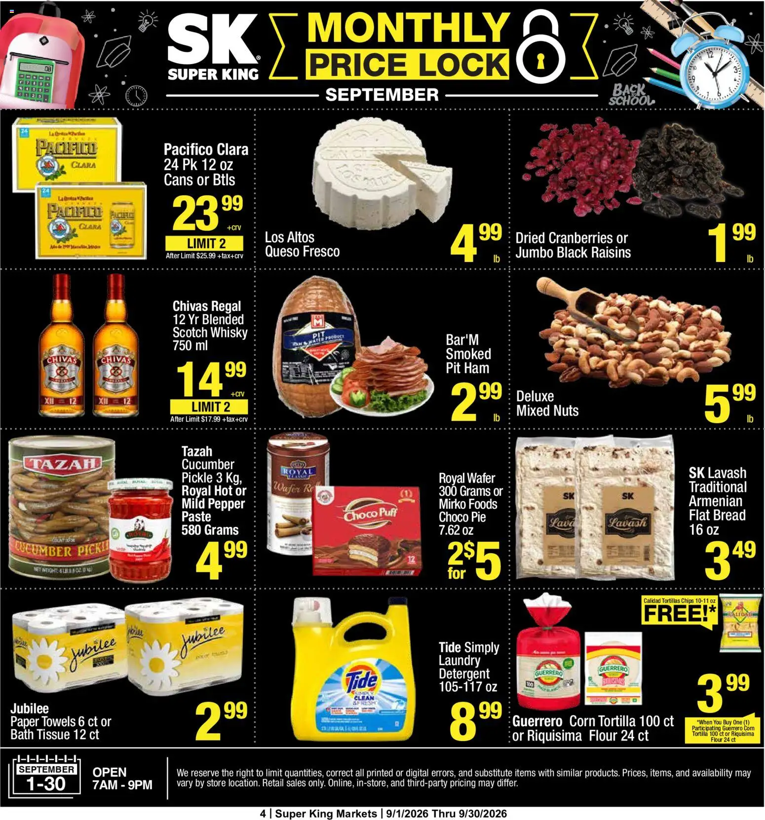 Super King Monthly Ad - valid from 09/01/2026 | Page: 4 | Products: Corn, Cucumber, Ham, Raisins