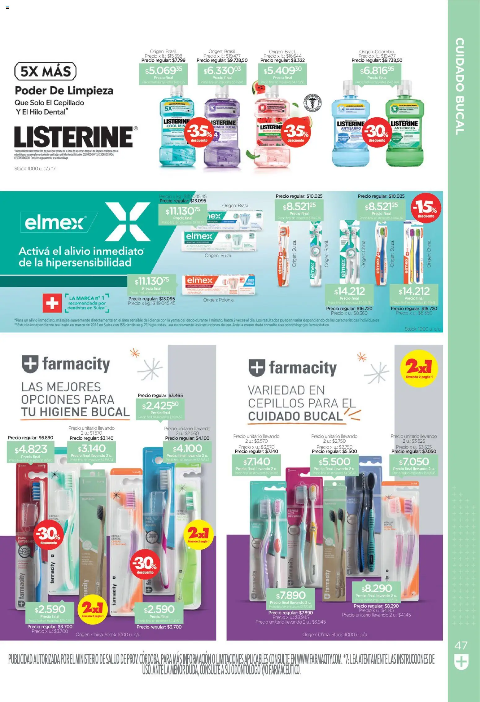 Farmacity catálogo │ válido desde el 01/09/2026 | Página: 47 | Productos: Listerine, Cepillo, Higiene bucal