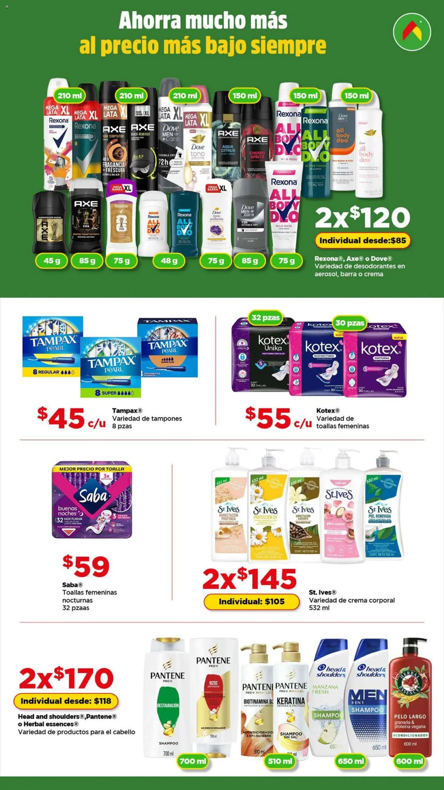 Nuevas ofertas de Bodega Aurrerá válidas en toda la República Mexicana desde el 03.06.2026. ¡Encuentra las mejores ofertas en Bodega Aurrerá folleto Más productos y más ahorros! | Página: 3 | Productos: Toalla, Tampones, Barra, Toallas