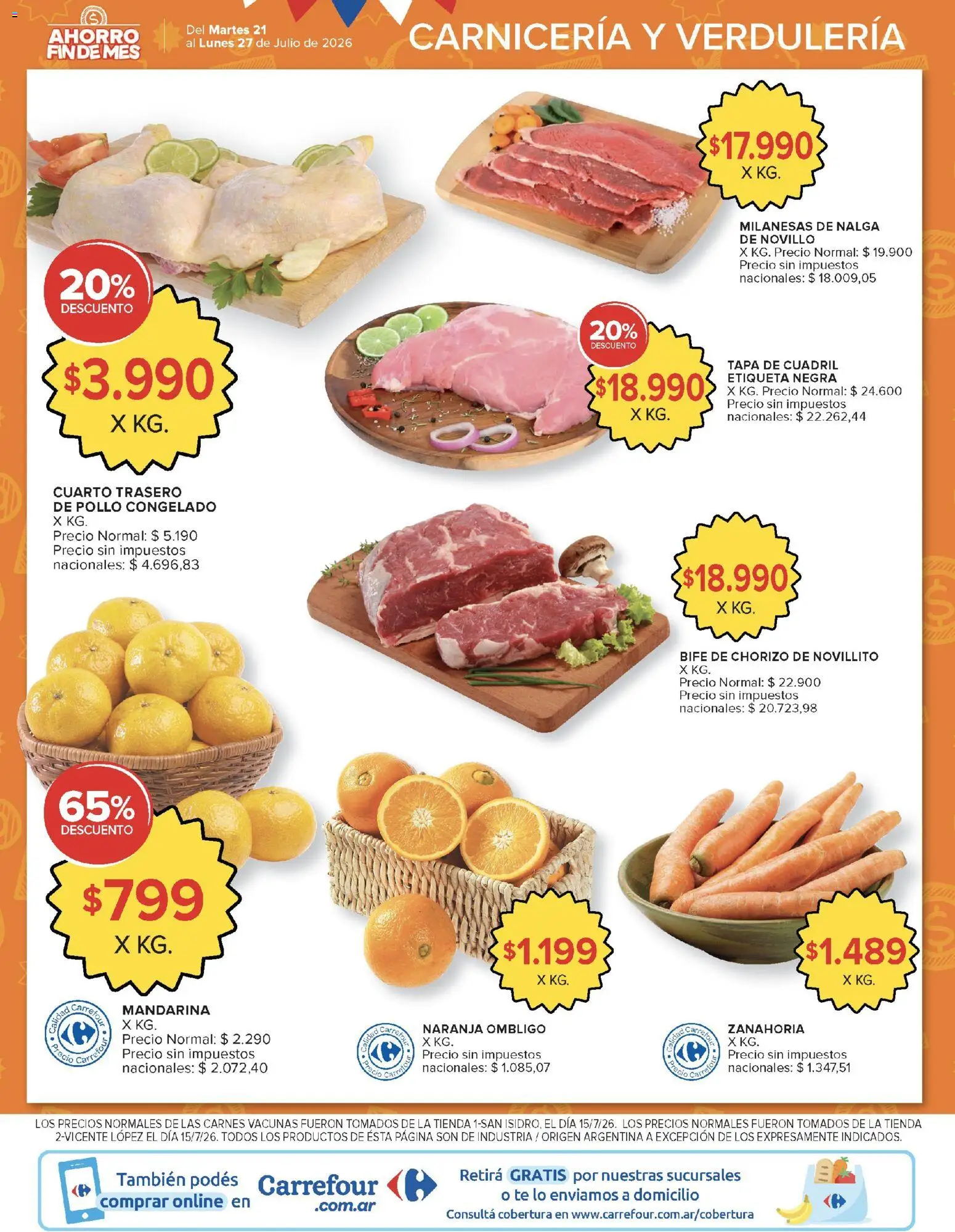 Carrefour - AHORRO FIN DE MES │ válido desde el 21/07/2026 | Página: 3 | Productos: Pollo, Chorizo, Té, Zanahoria