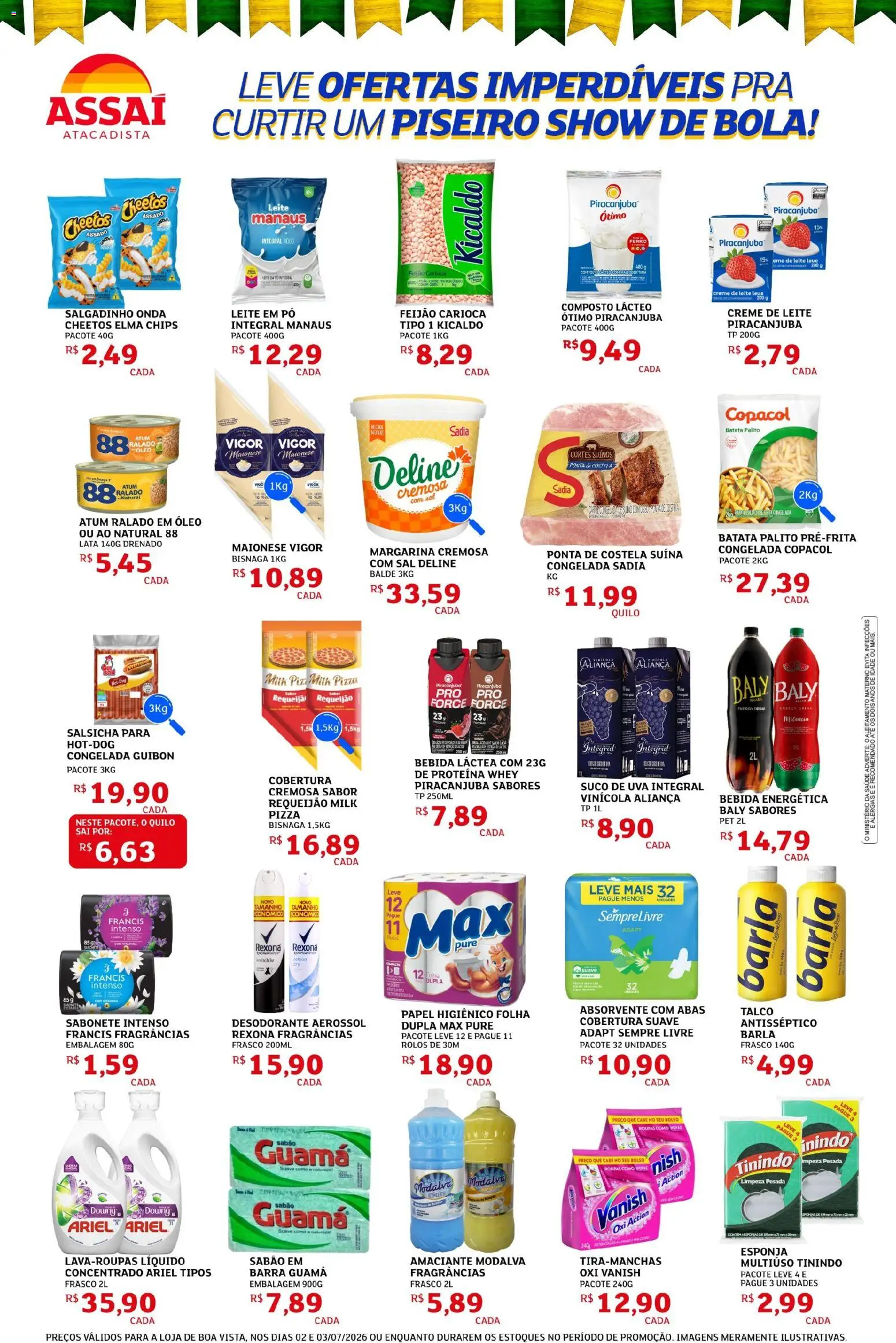 Assaí Atacadista Folheto - válido de 02/07/2026 | Página: 2 | Produtos: Óleo, Creme de leite, Sempre Livre, Margarina