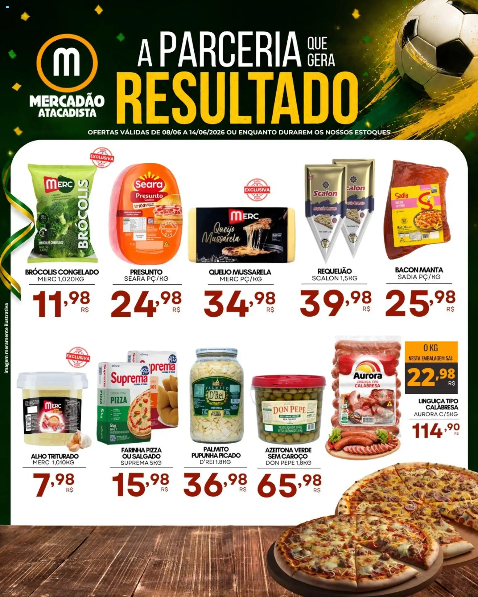 Mercadão Atacadista Folheto - válido de 08.06.2026 | Página: 1 | Produtos: Alho, Linguiça, Presunto, Requeijão