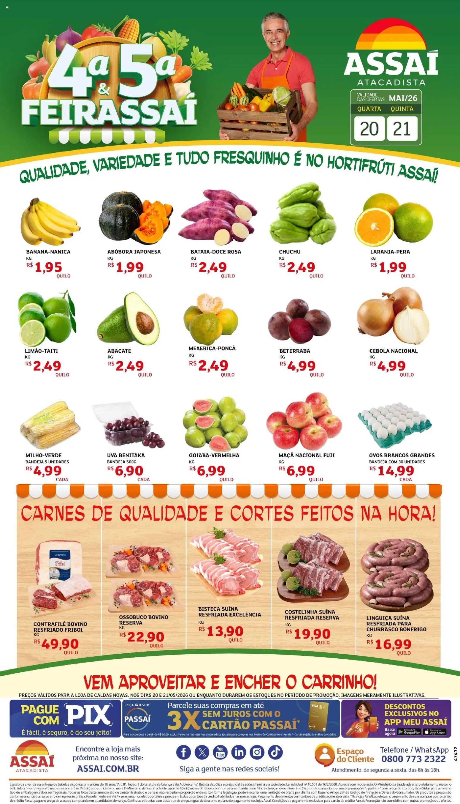 Assaí Atacadista Folheto - válido de 20.05.2026 | Página: 1 | Produtos: Chuchu, Beterraba, Base, Piano