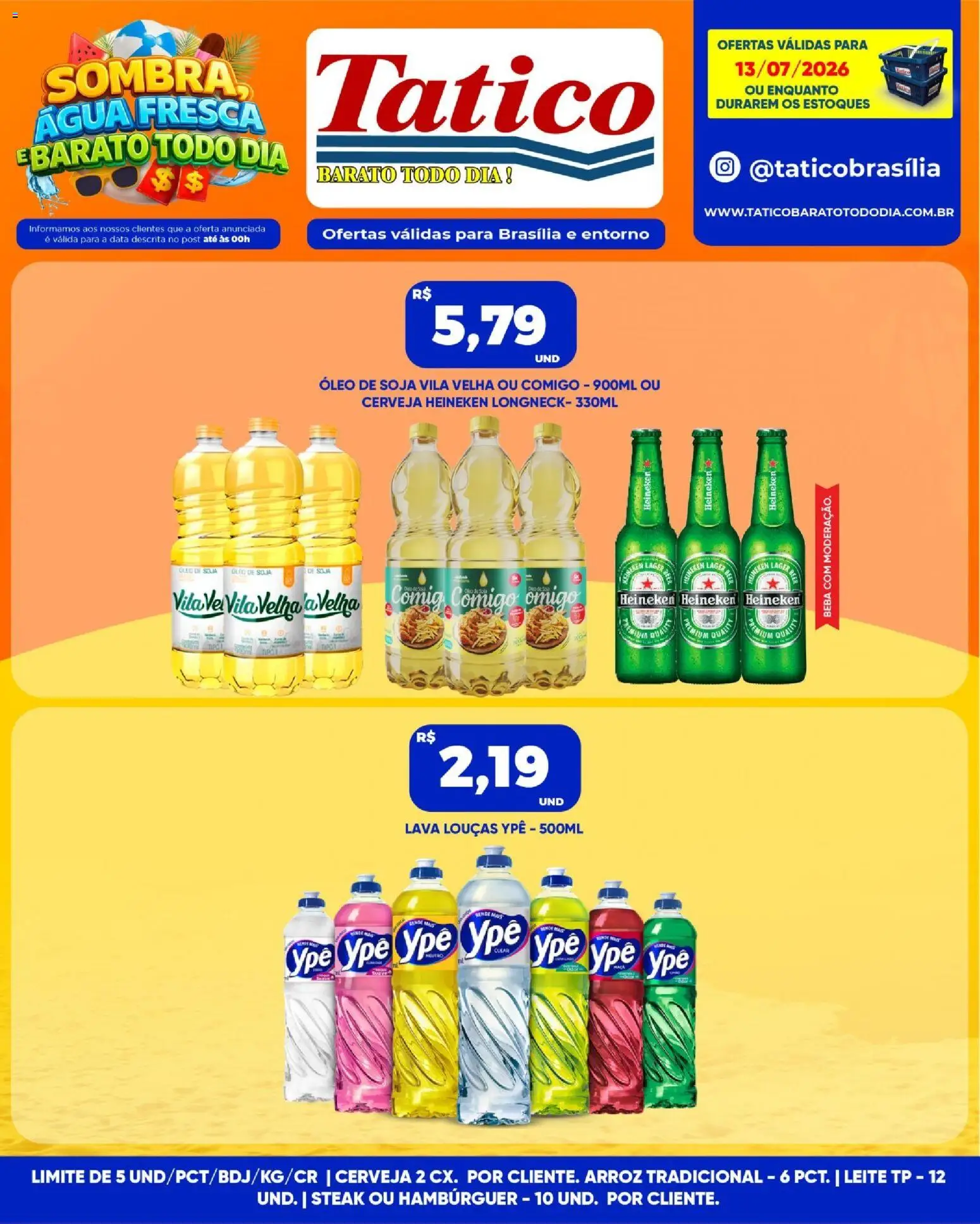 Tatico Folheto - válido de 13/07/2026 | Página: 3 | Produtos: Leite, Cerveja, Cerveja Heineken, Heineken