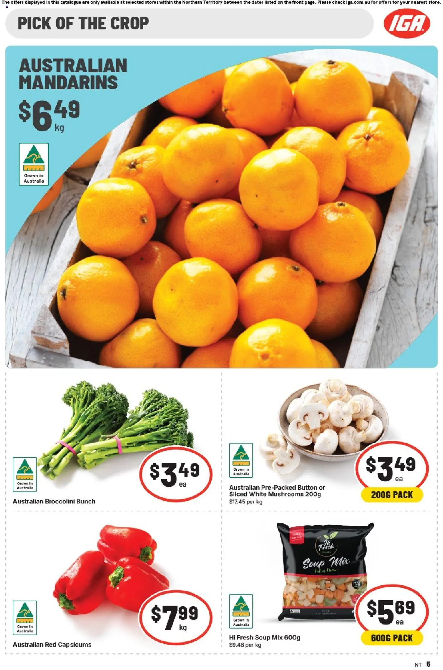 IGA catalogue - valid from 17.06.2026 | Page: 5 | Products: Mushrooms, Mandarins, Soup