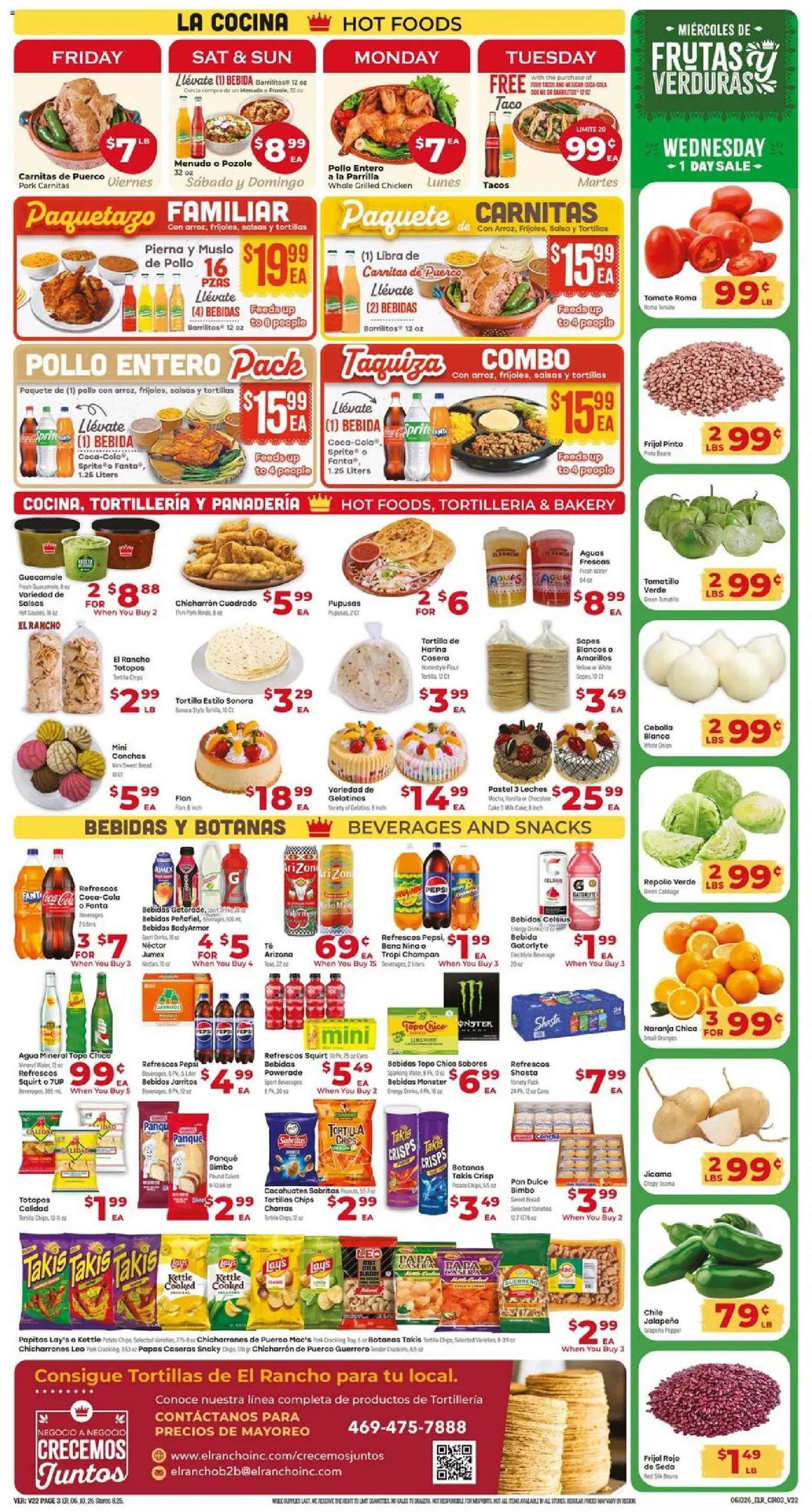 El Rancho Weekly Ad - valid from 10.06.2026 | Page: 3 | Products: Chocolate, Chips, Water, Onion