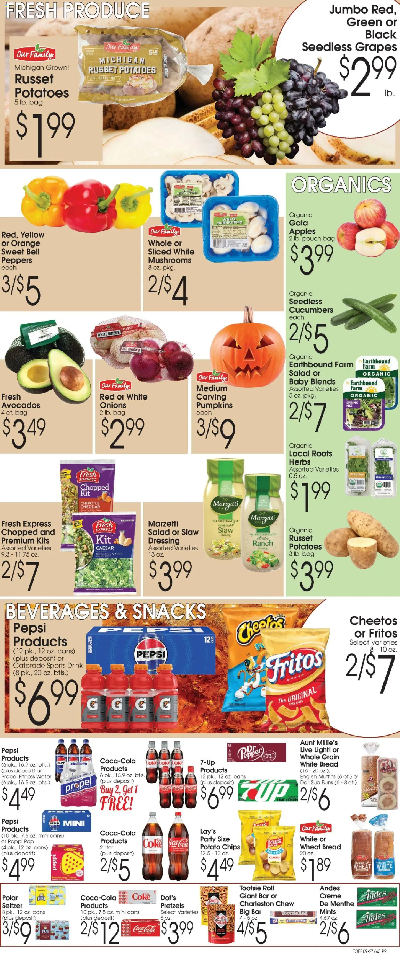Family Fare Ad - valid from 09/27/2026 | Page: 2 | Products: Apples, Potatoes, Water, Bag