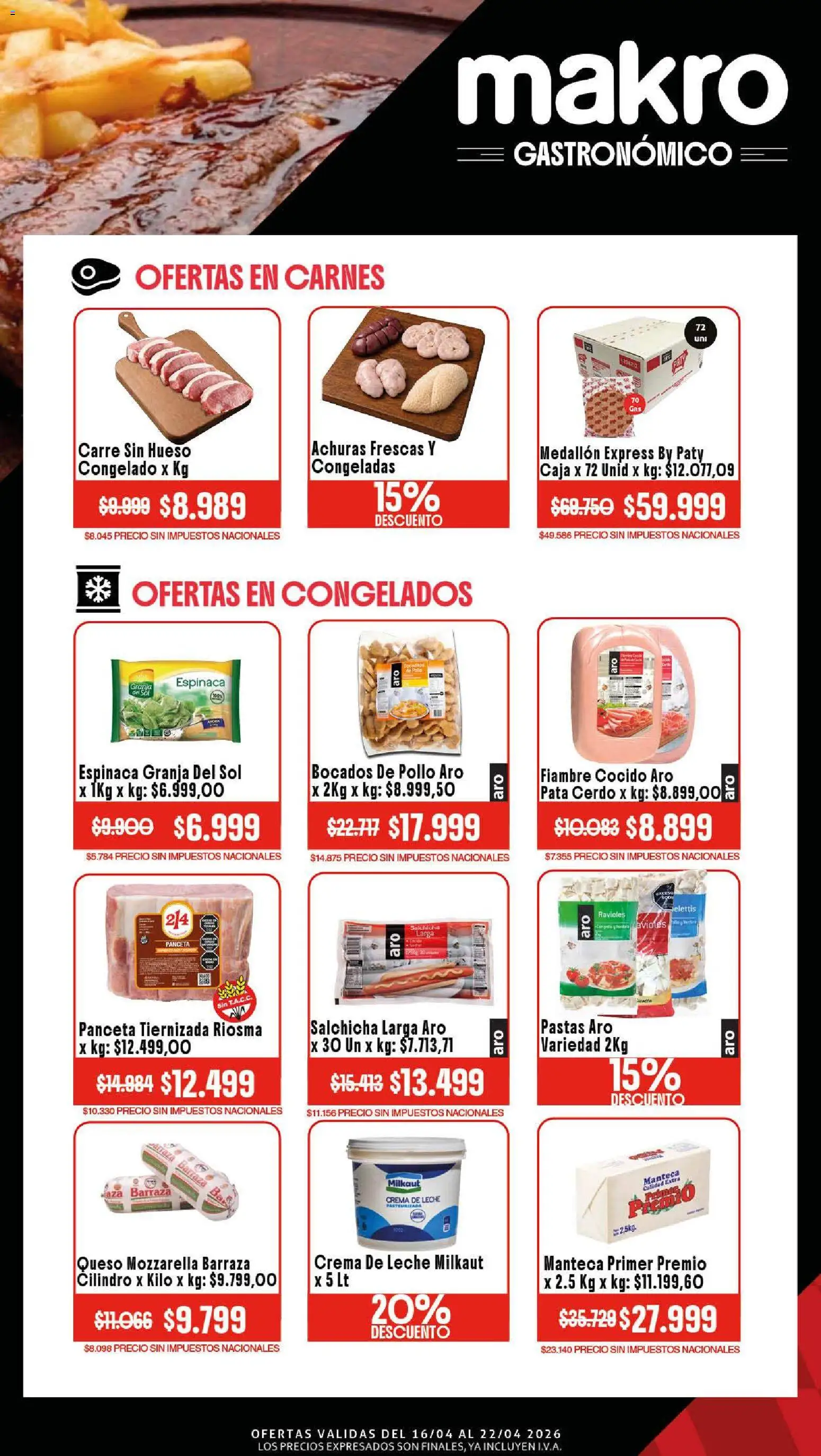 Makro Ofertas GASTRONÓMICO │ válido desde el 16.04.2026 | Página: 2 | Productos: Caja, Maza, Leche, Crema