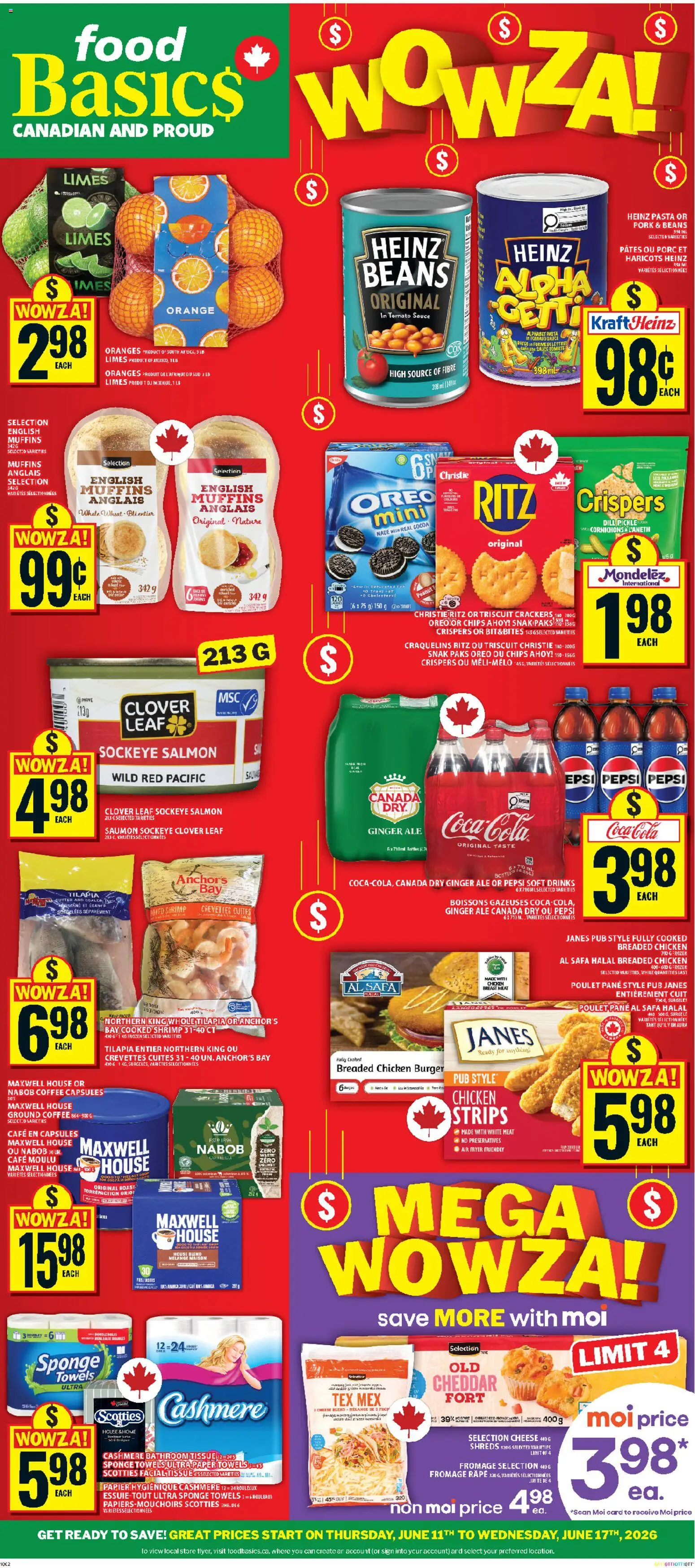 Food Basics flyer valid from 11.06.2026 | Page: 1 | Products: Chips, Fryer, Coffee, Oranges