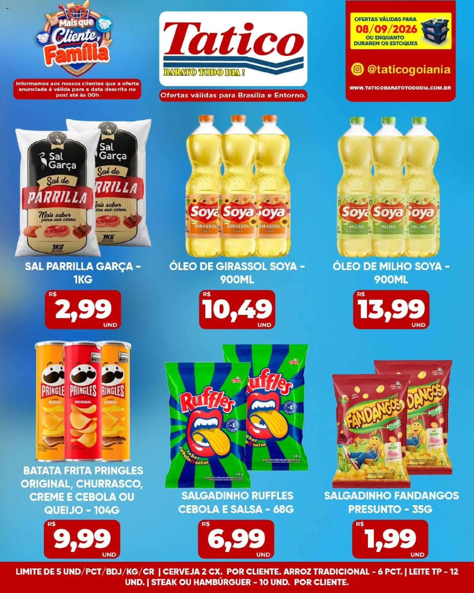 Tatico Folheto - válido de 08/09/2026 | Página: 16 | Produtos: Leite, Queijo, Óleo, Presunto