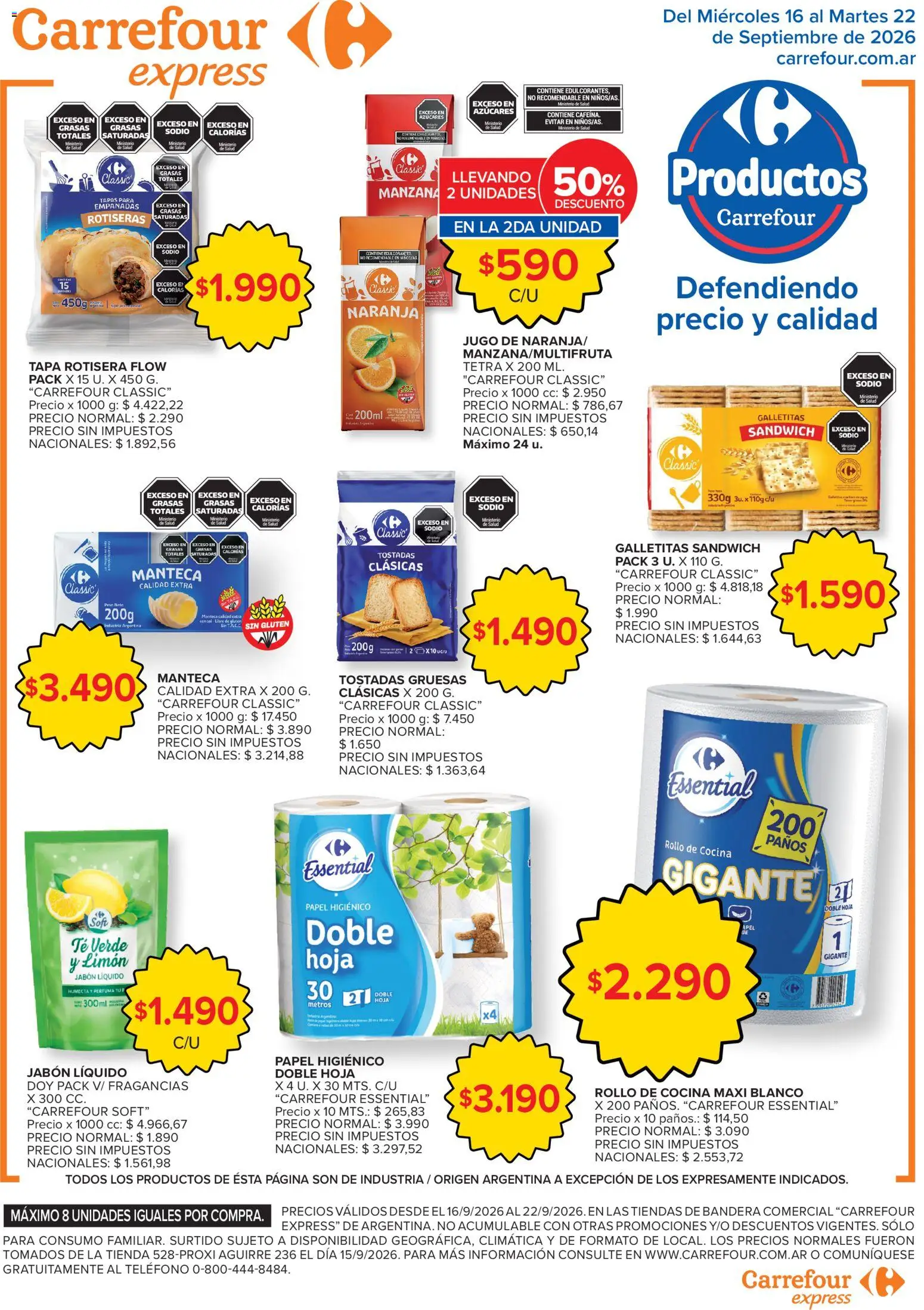 Carrefour Express catálogo │ válido desde el 16/09/2026 | Página: 4 | Productos: Cocina, Galletitas, Jabón, Limón