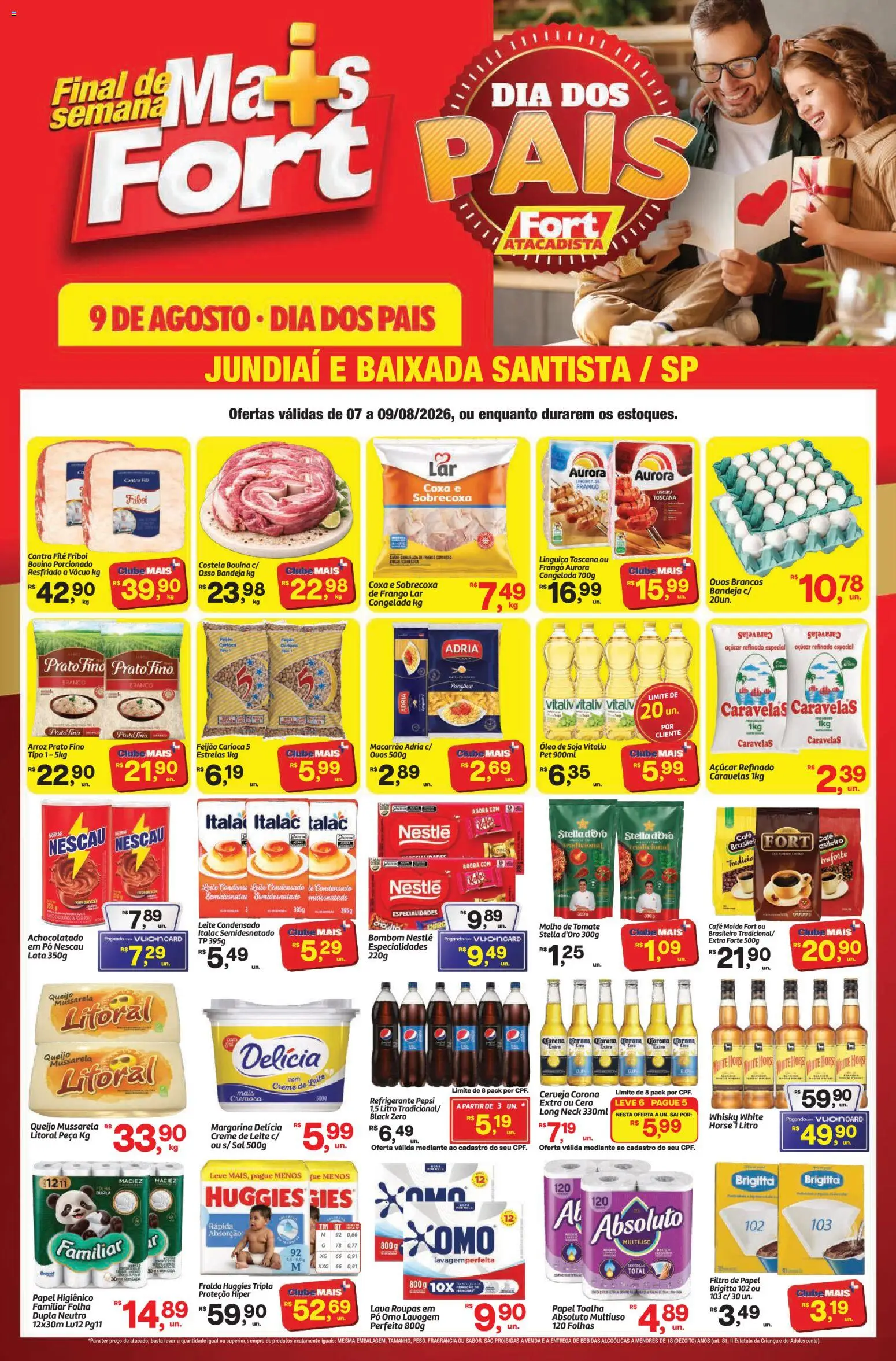 Fort Atacadista Folheto - válido de 07/08/2026 | Página: 1 | Produtos: Linguiça, Queijo, Cerveja, Arroz