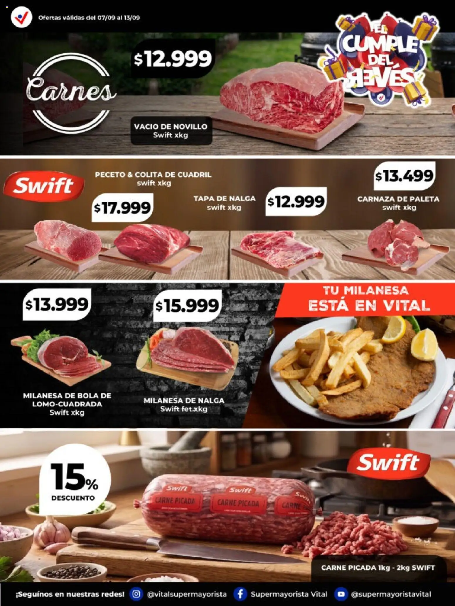 Vital - Especial de frescos │ válido desde el 07/09/2026 | Página: 2 | Productos: Cuadril, Milanesa, Paleta, Carne picada
