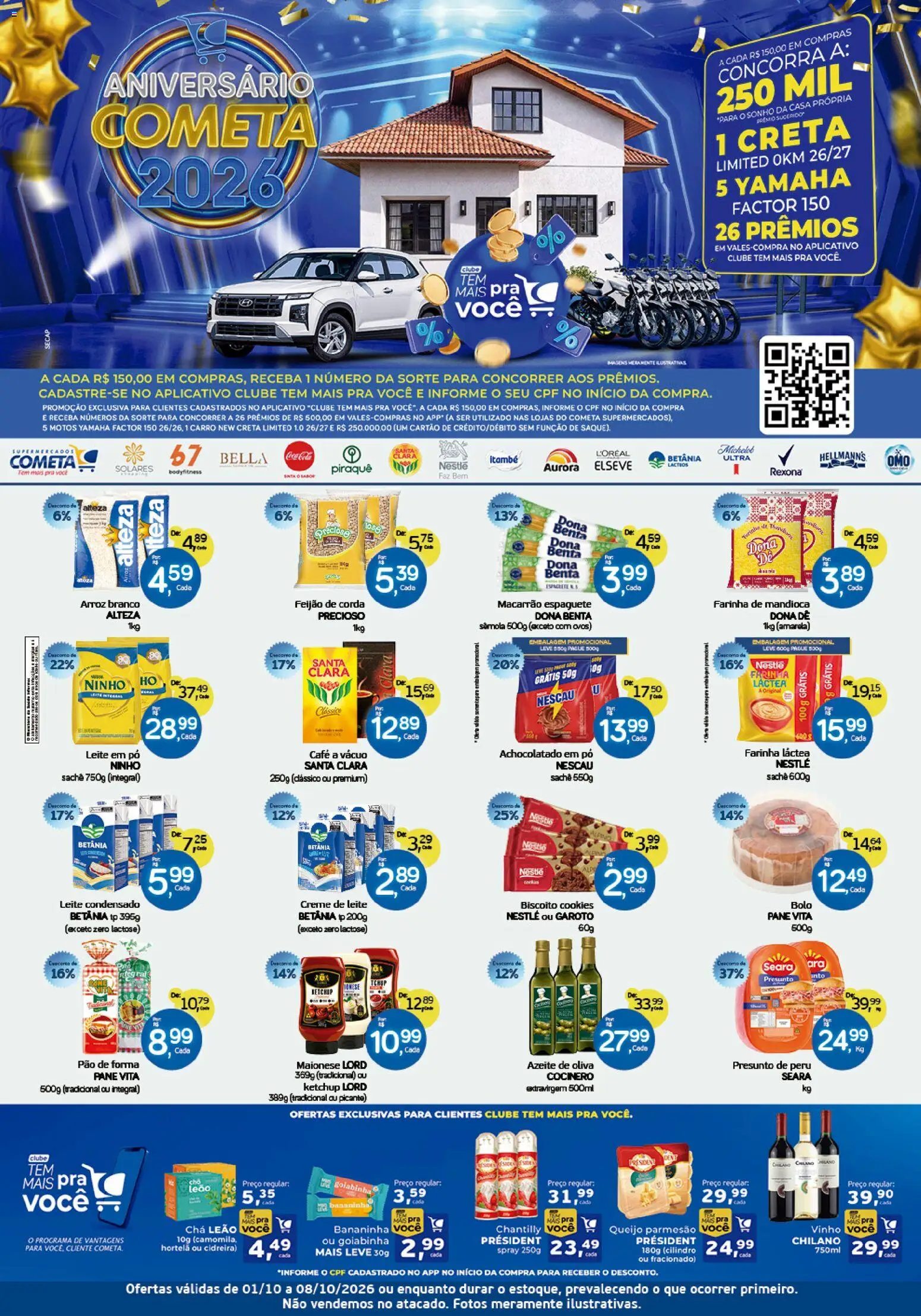 Cometa Supermercados Folheto - válido de 01/10/2026 | Página: 1 | Produtos: Queijo, Azeite de oliva, Maionese, Leite em pó
