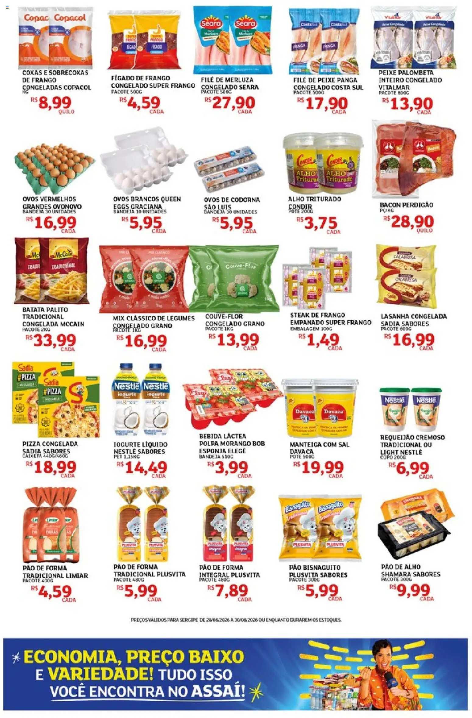Assaí Atacadista Folheto - válido de 28/08/2026 | Página: 3 | Produtos: Esponja, Manteiga, Pizza, Sal