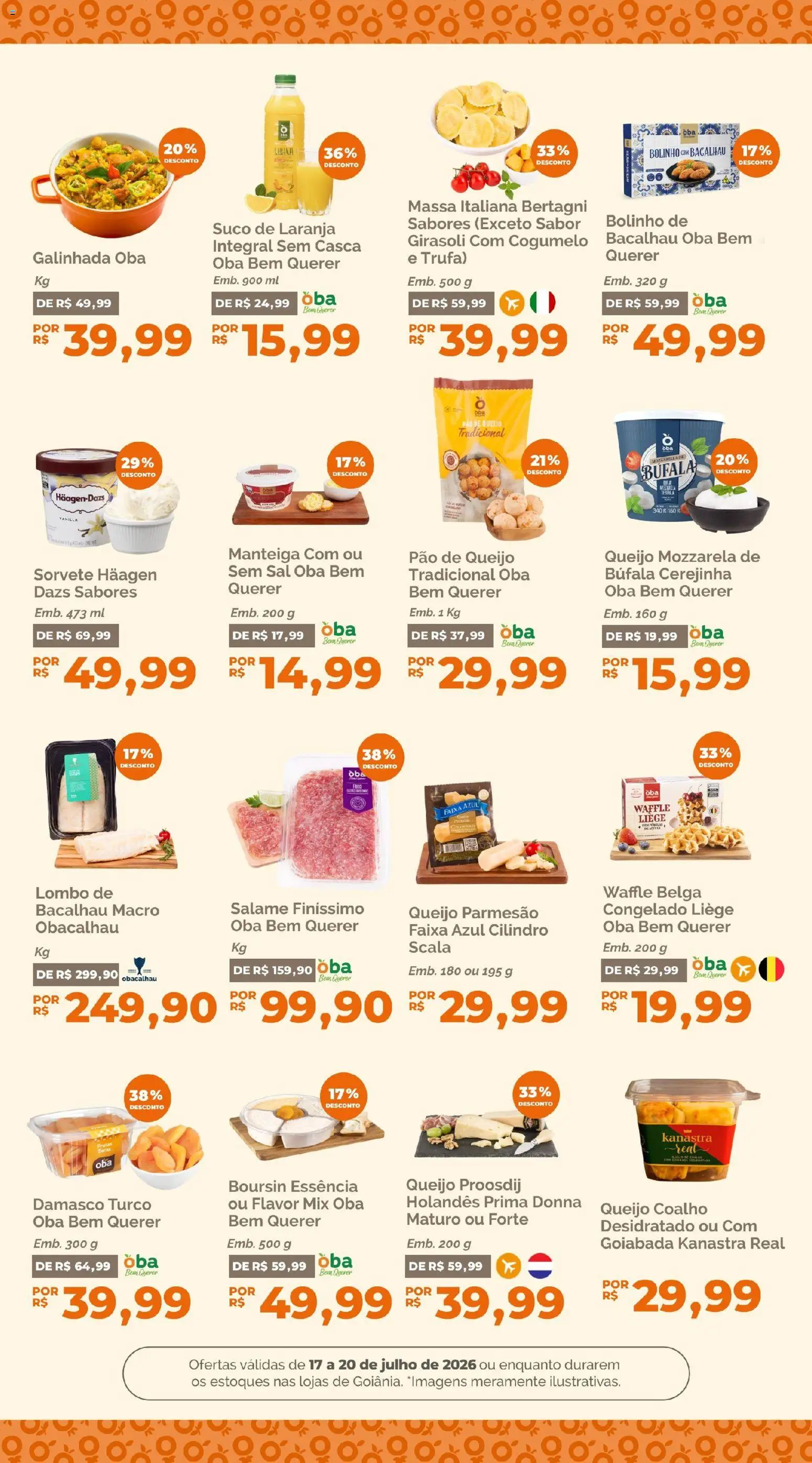 Oba Hortifruti Folheto - válido de 17/07/2026 | Página: 9 | Produtos: Manteiga, Suco, Queijo parmesão, Pão de queijo