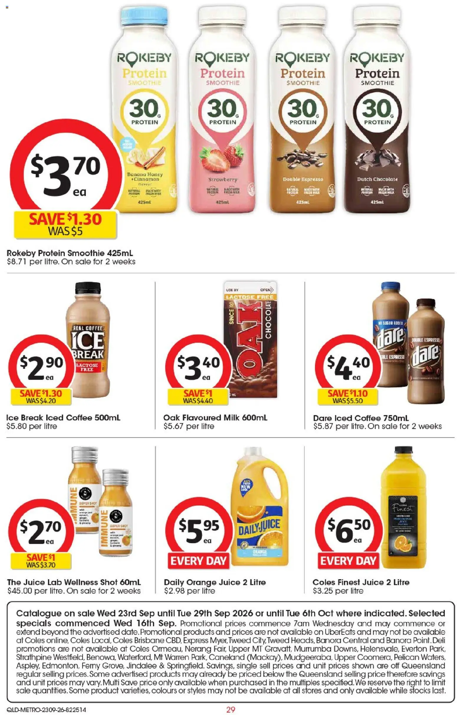 Coles catalogue - valid from 23/09/2026 | Page: 29 | Products: Orange juice, Protein, Chocolate, Peel
