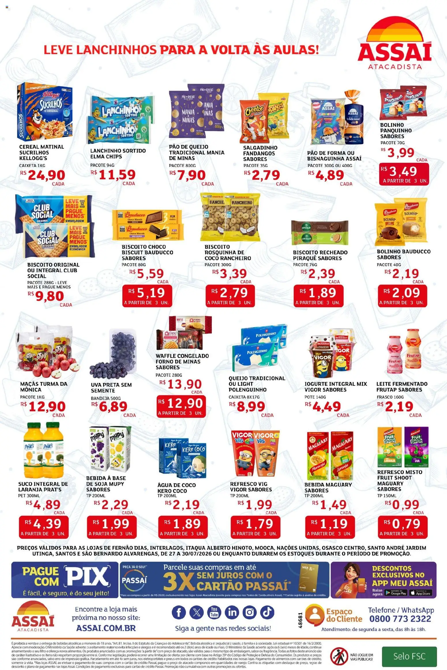 Assaí Atacadista Folheto - válido de 27/07/2026 | Página: 4 | Produtos: Refresco, Leite, Maçãs, Biscoito recheado