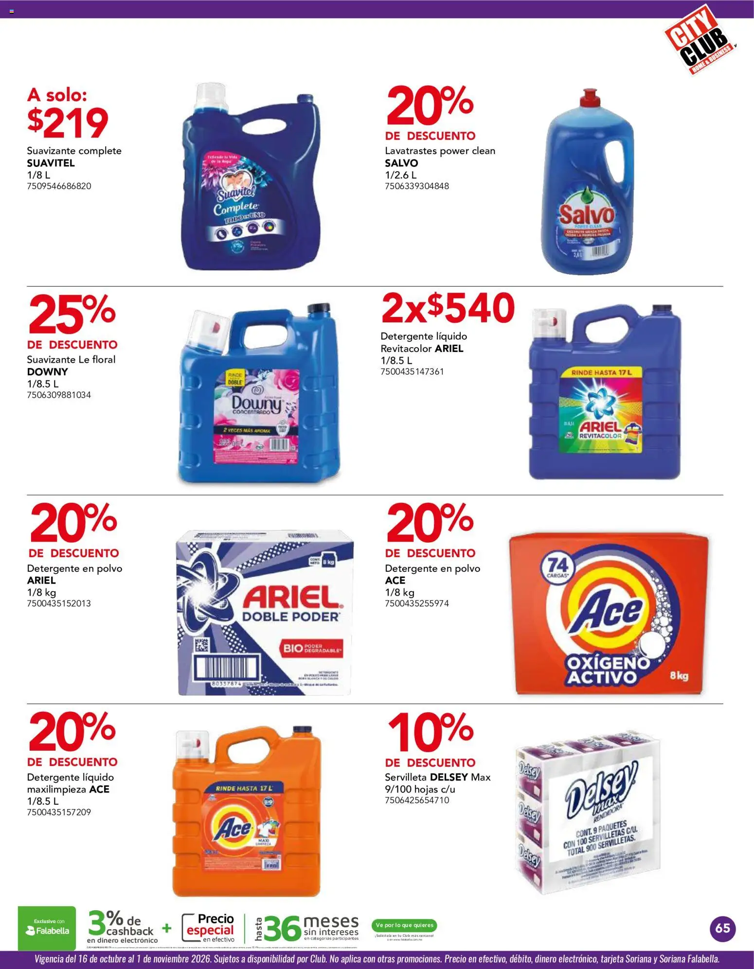 Nuevas ofertas de City Club válidas en toda la República Mexicana desde el 01/10/2026. ¡Encuentra las mejores ofertas en City Club catálogo! | Página: 65