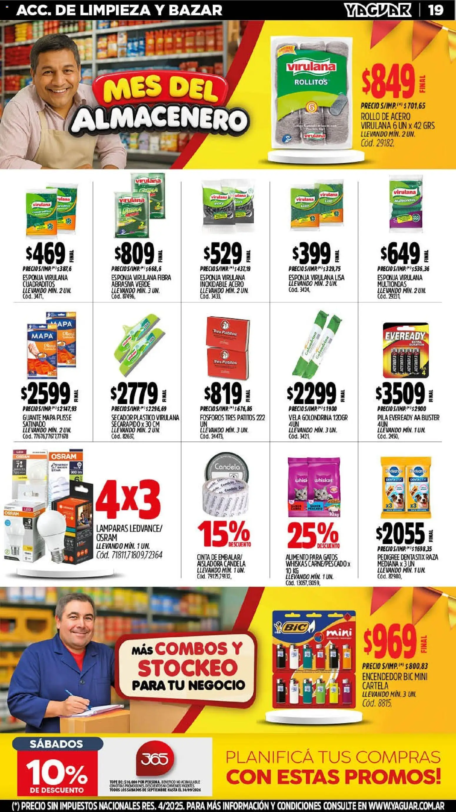 Yaguar - Oferta Semanal Trelew │ válido desde el 14/09/2026 | Página: 19 | Productos: Fósforos, Pila, Esponja, Lámparas